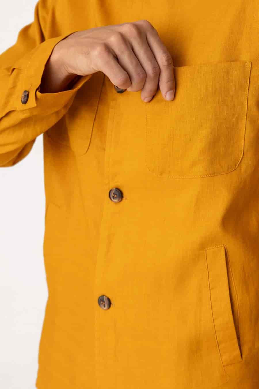 Men's linen jacket yellow battista - miniatura 3