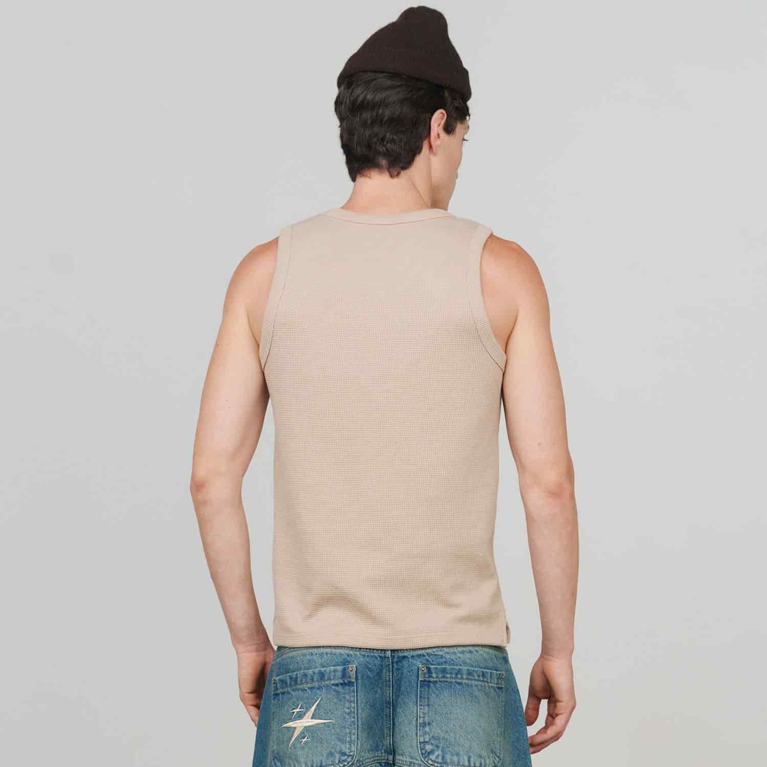 Textured Sleeveless T-Shirt - Sand - miniatura 2