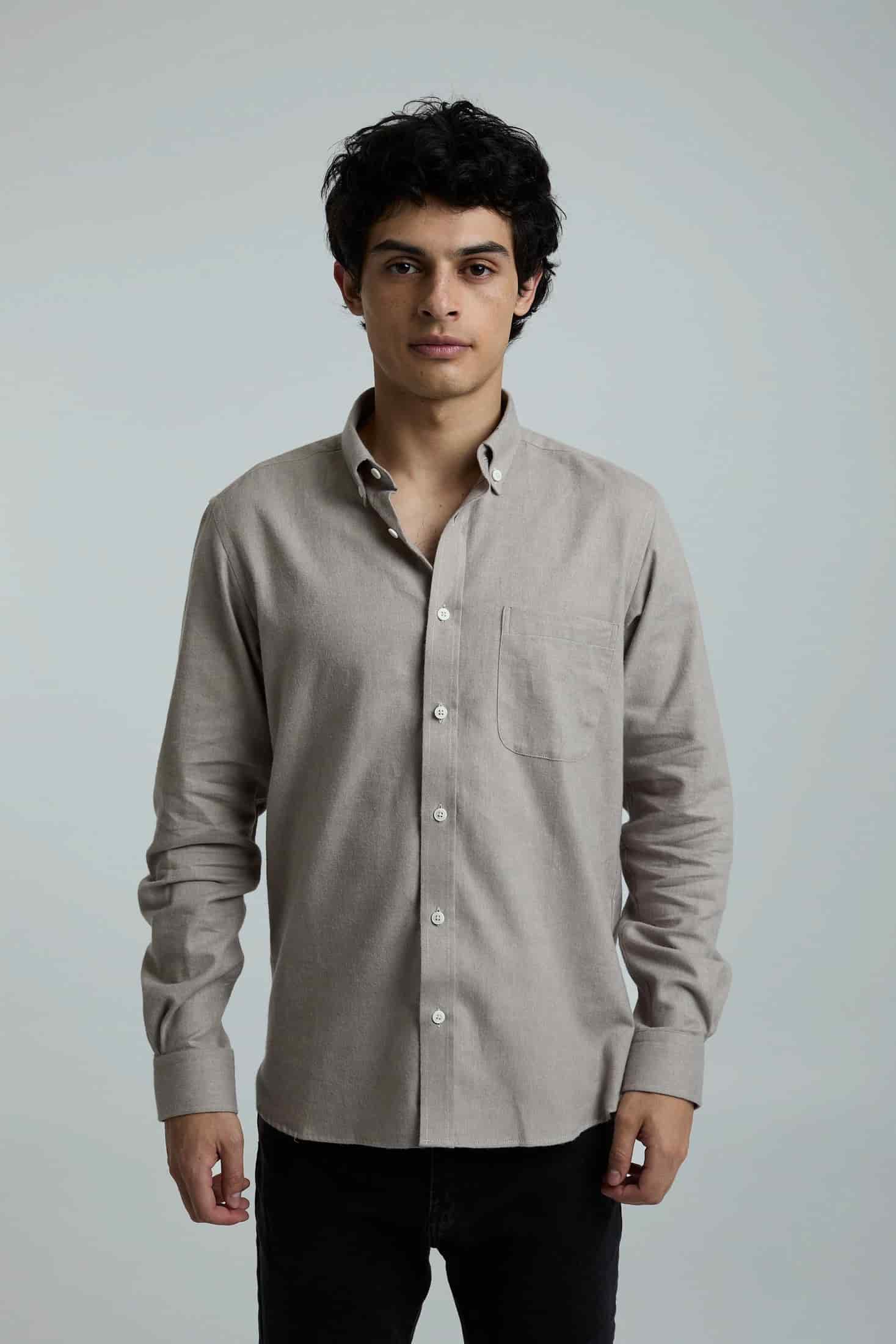 Camisa twill beige - miniatura 1