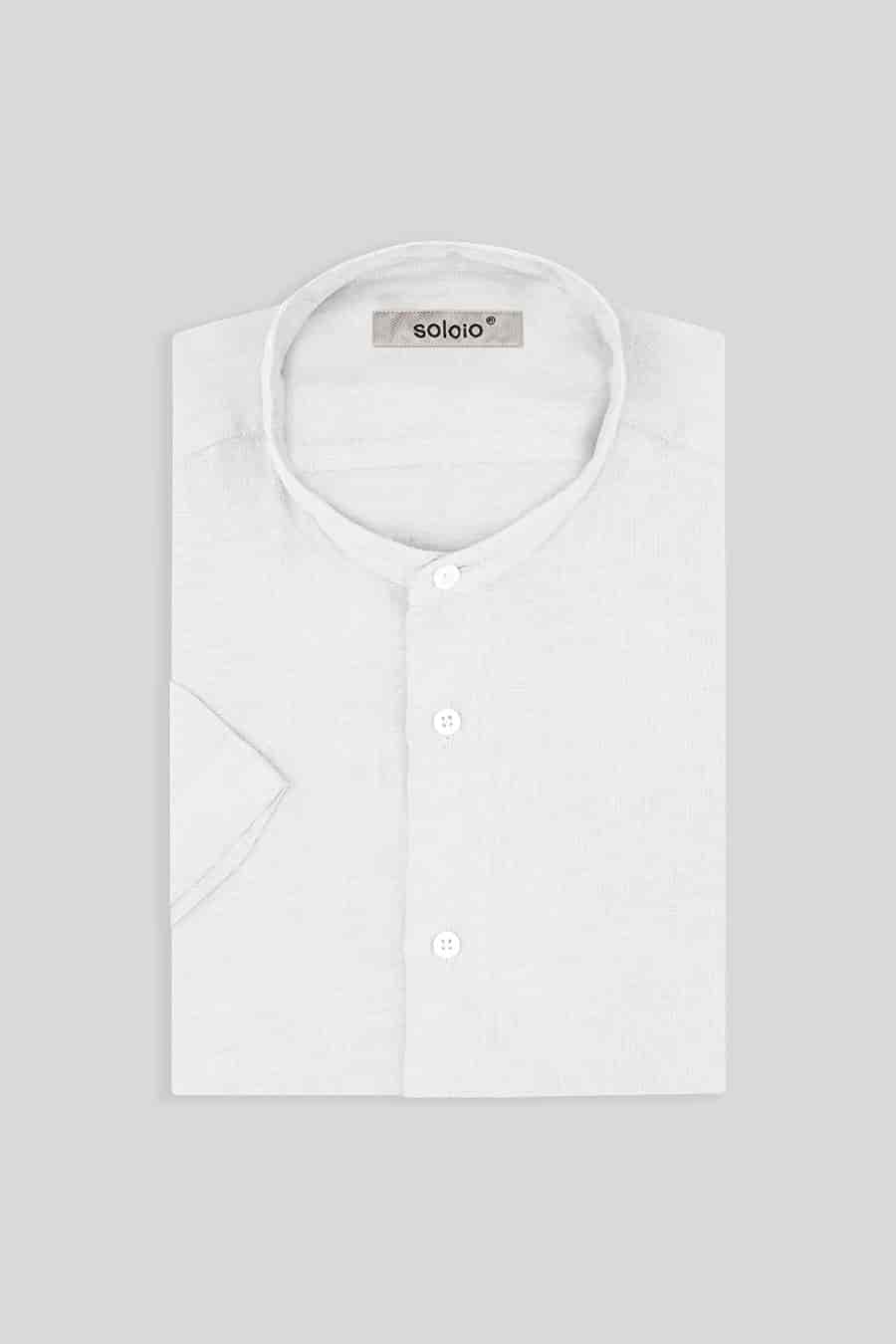 men’s linen shirt mao white mc basic - miniatura 3