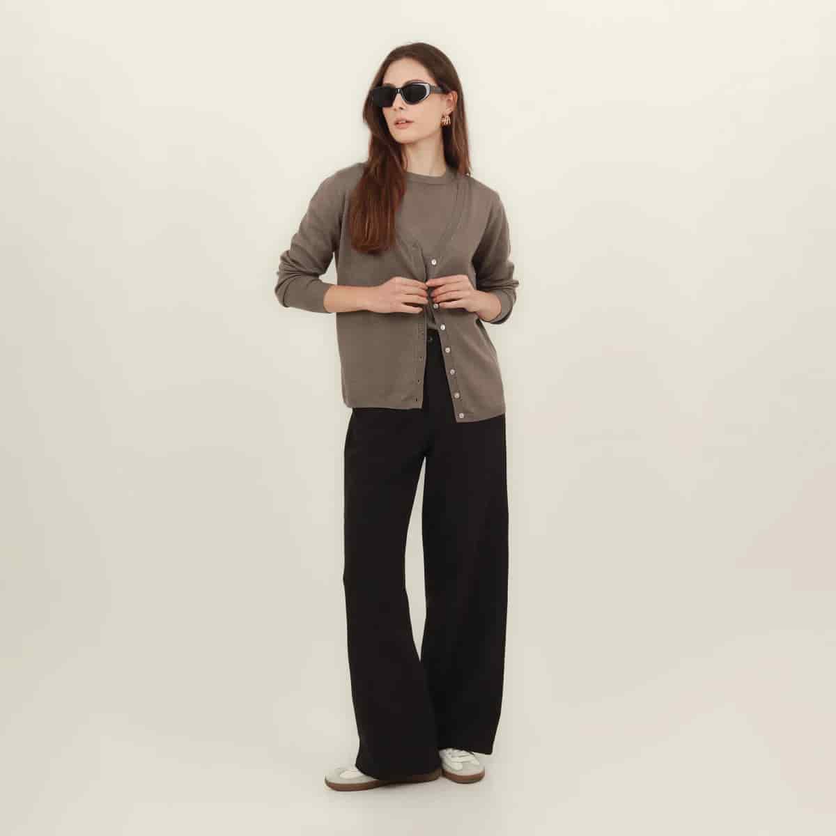 Sweater cardigan con botones manga larga - miniatura 2