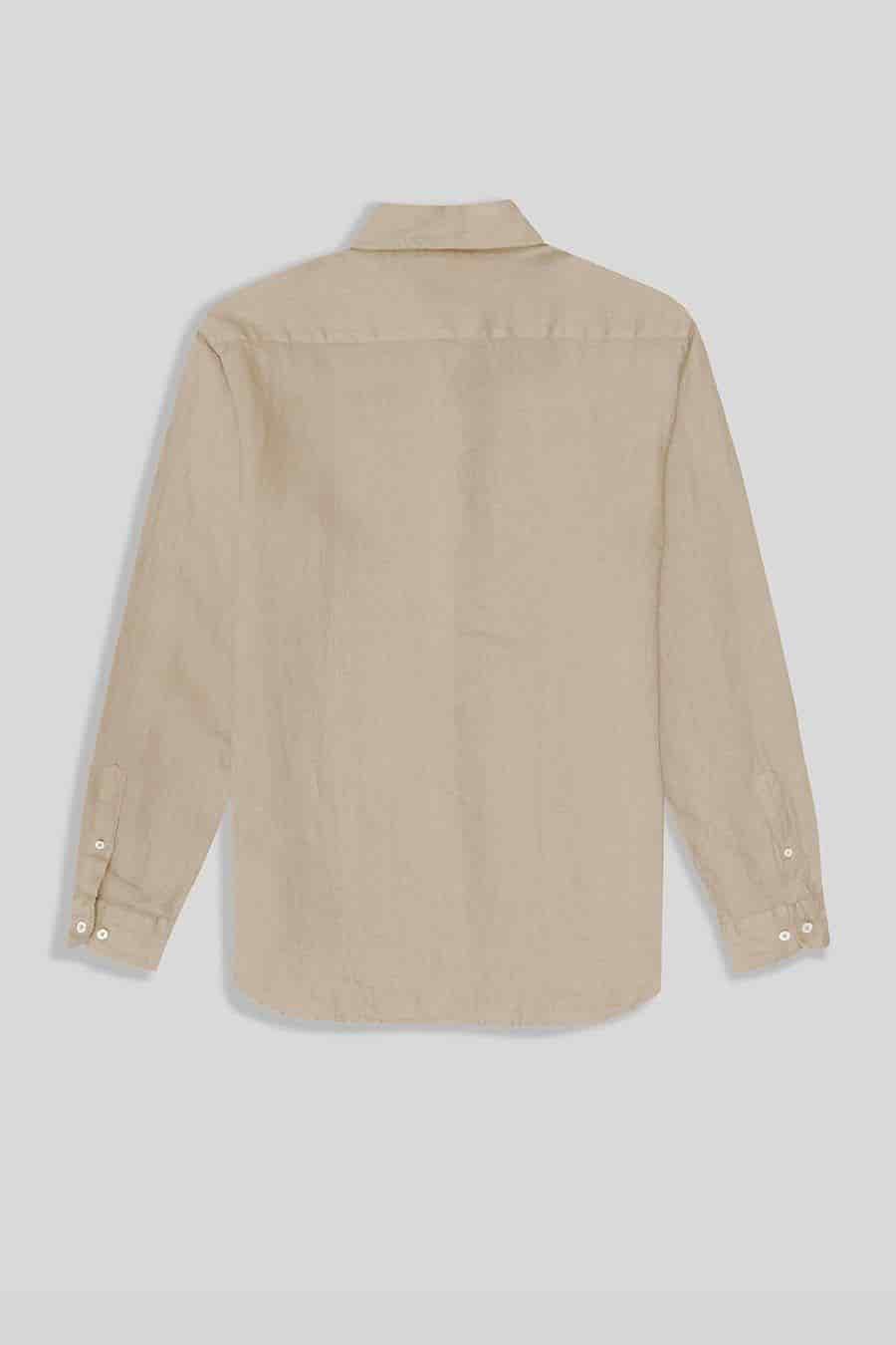 Men's linen shirt beige basic - miniatura 6