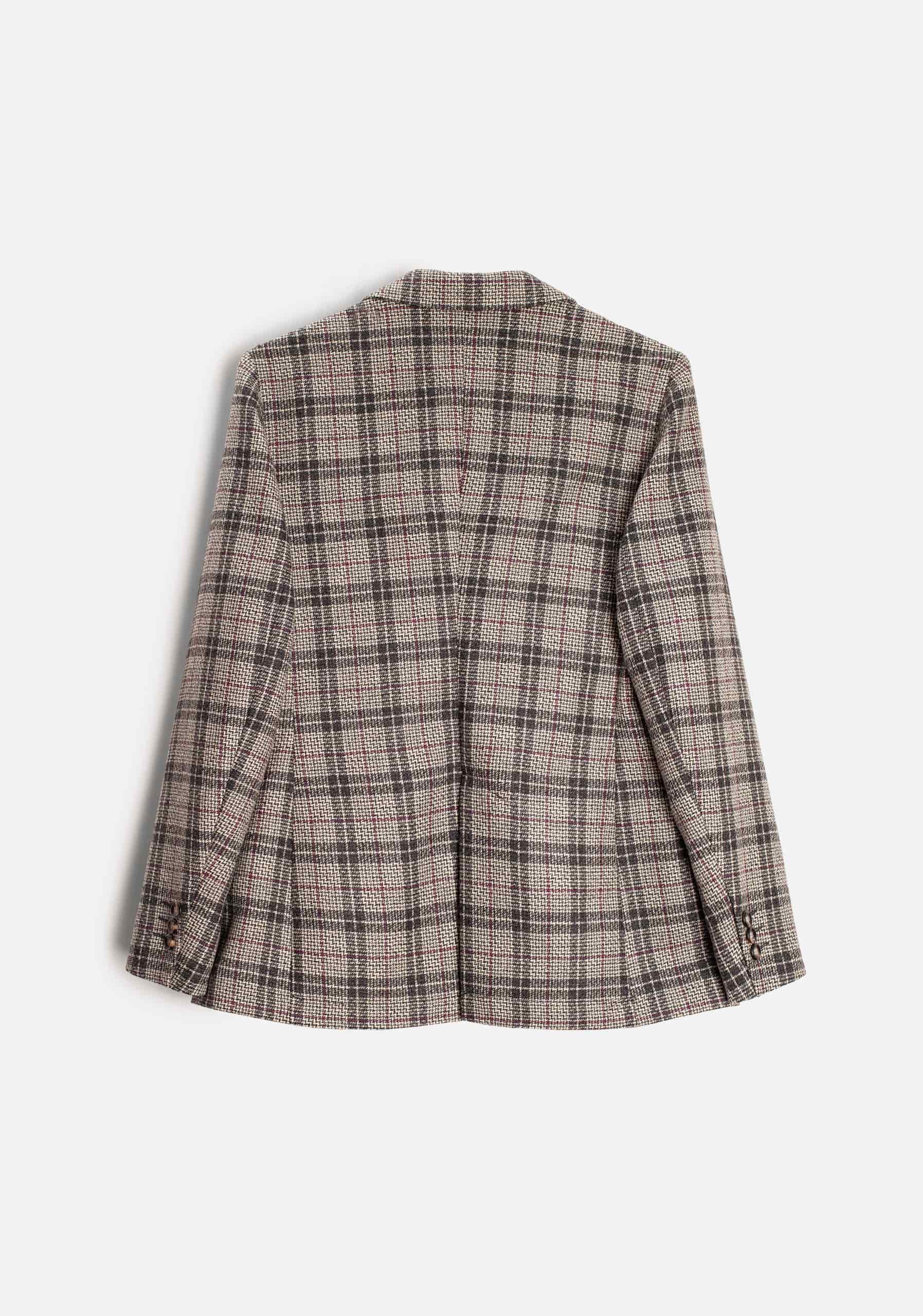 Blazer M Agatha Lana Cuadros Gris - Vino - miniatura 4