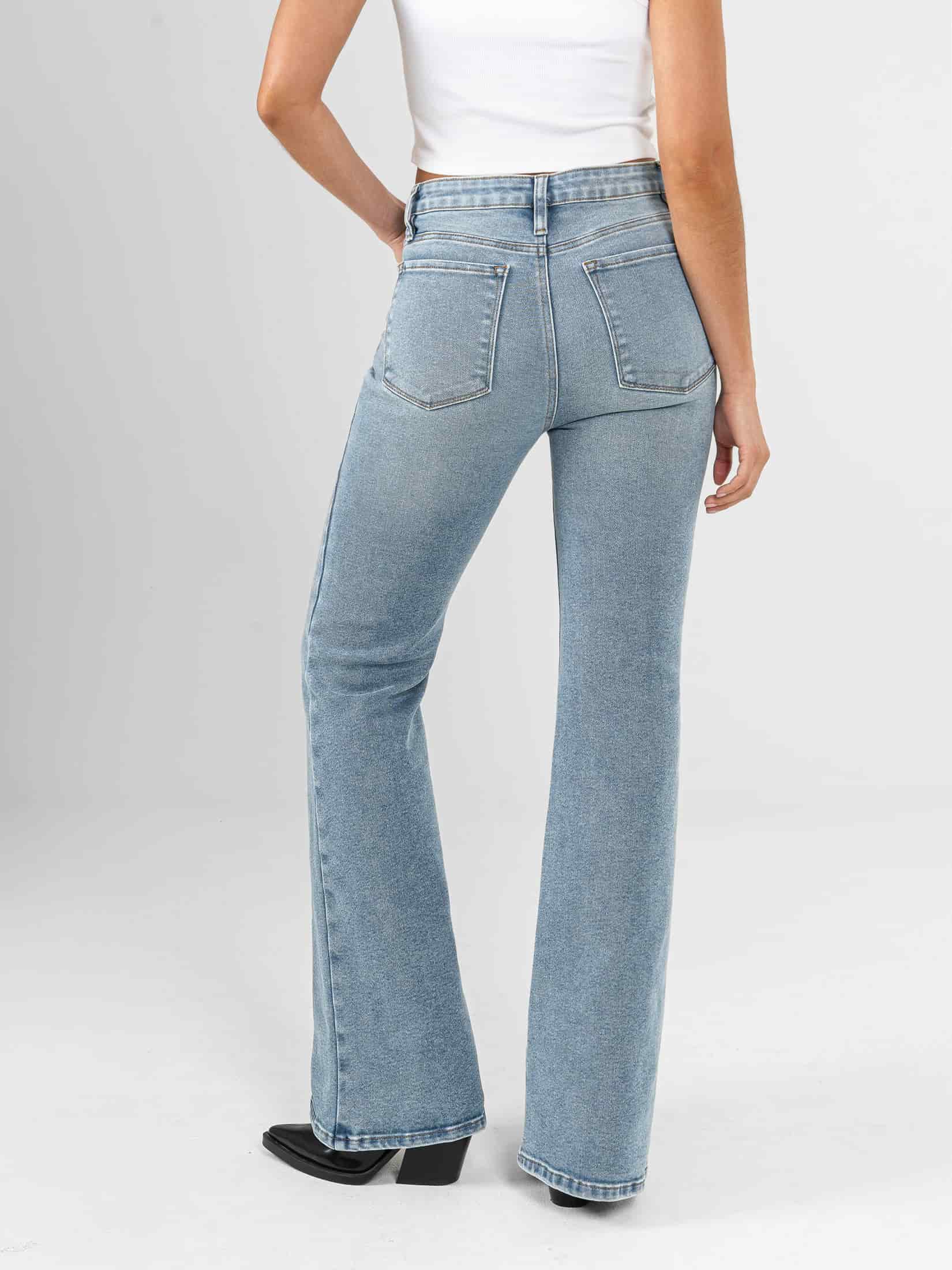 Ref: 066436 Jean flare stretch, bota ancha, tiro alto, tono azul medio - miniatura 2