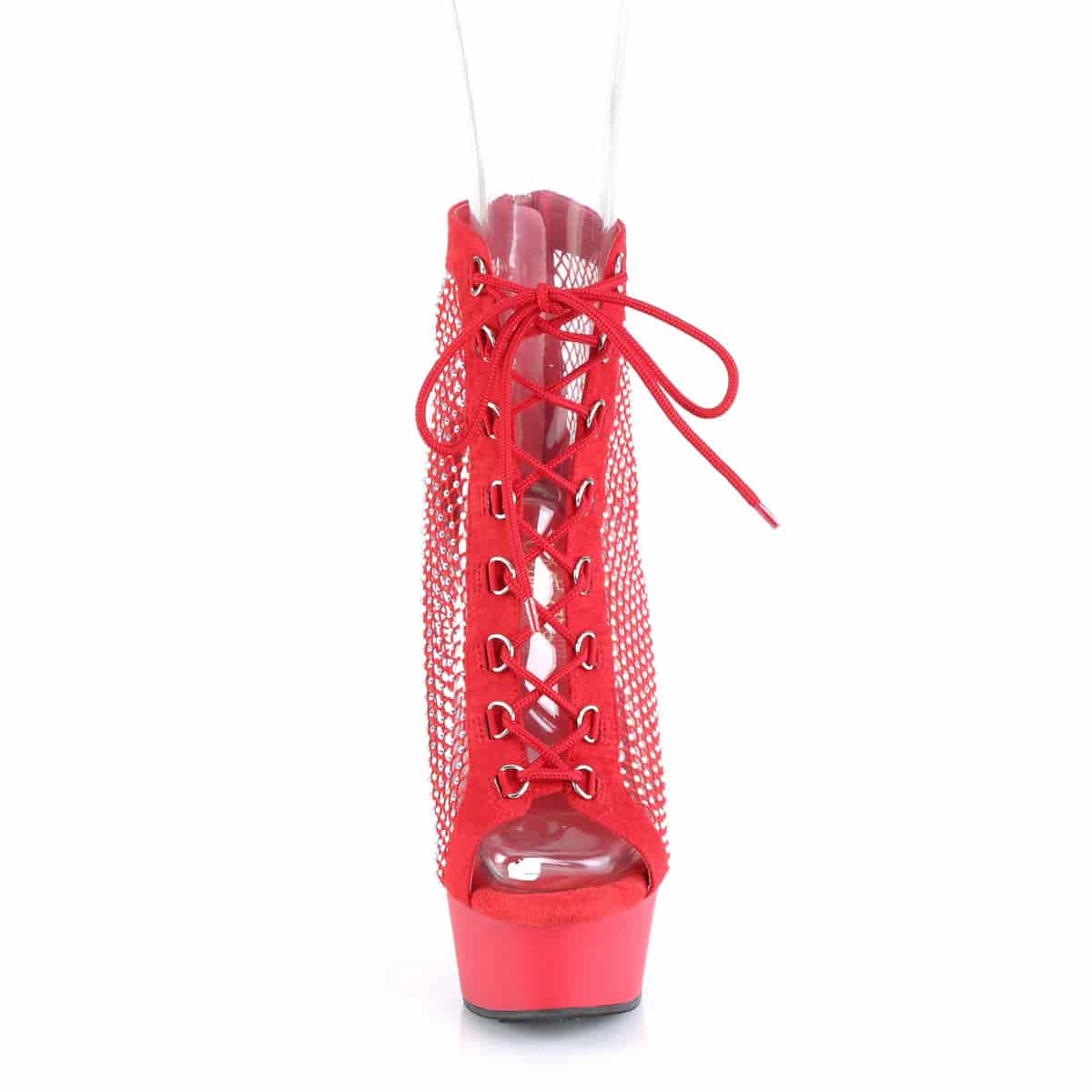 Botas Plataforma Malla con Pedrería Pleaser DEL600-33 Rojas Talla 40 - miniatura 2