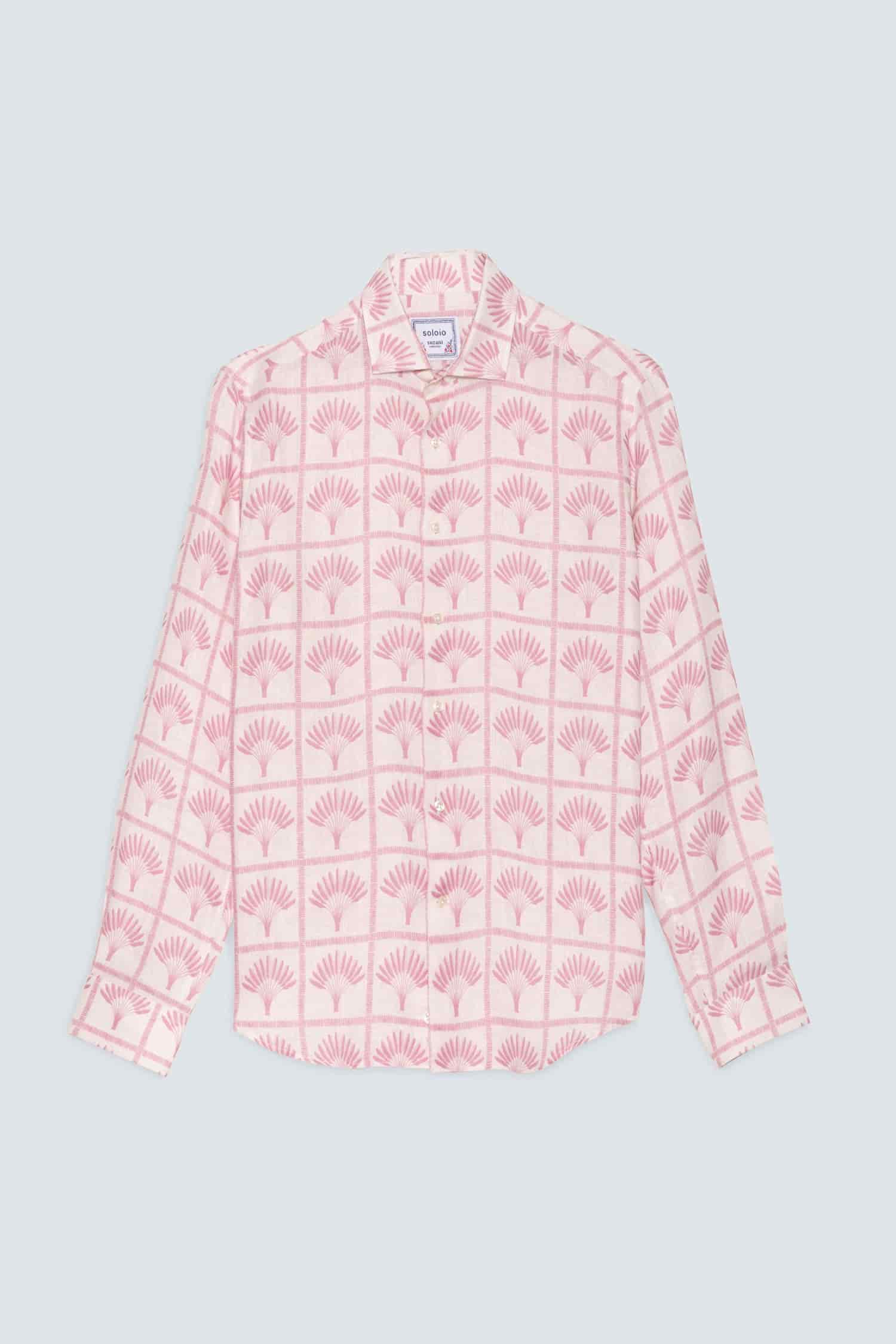 Men's linen shirt pink palmar - miniatura 1