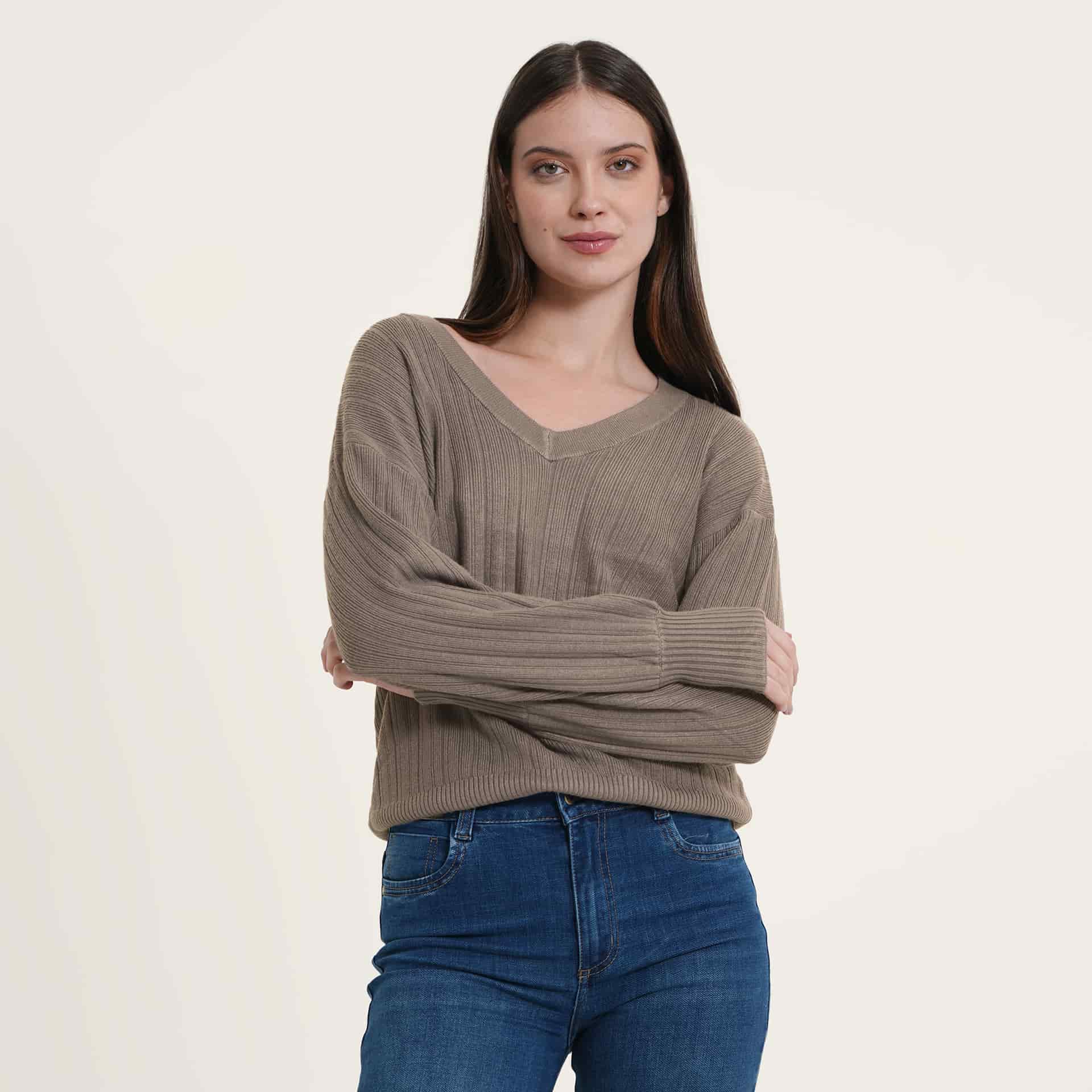 Sweater Cuello V Manga Larga - miniatura 1