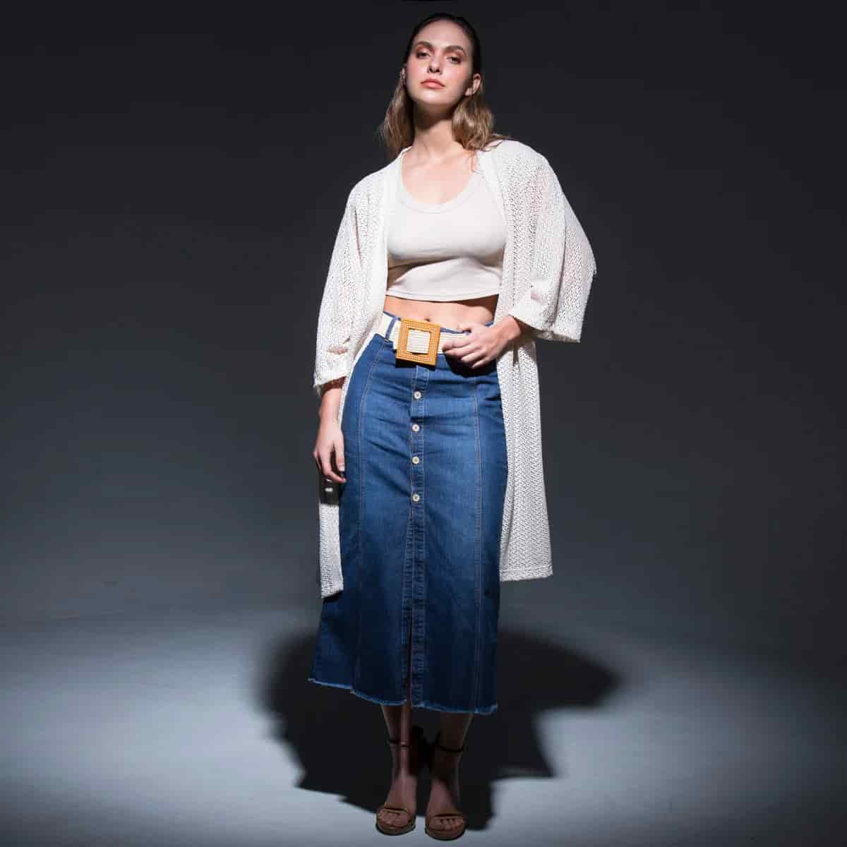 Falda Denim Larga Regular Charming - miniatura 1