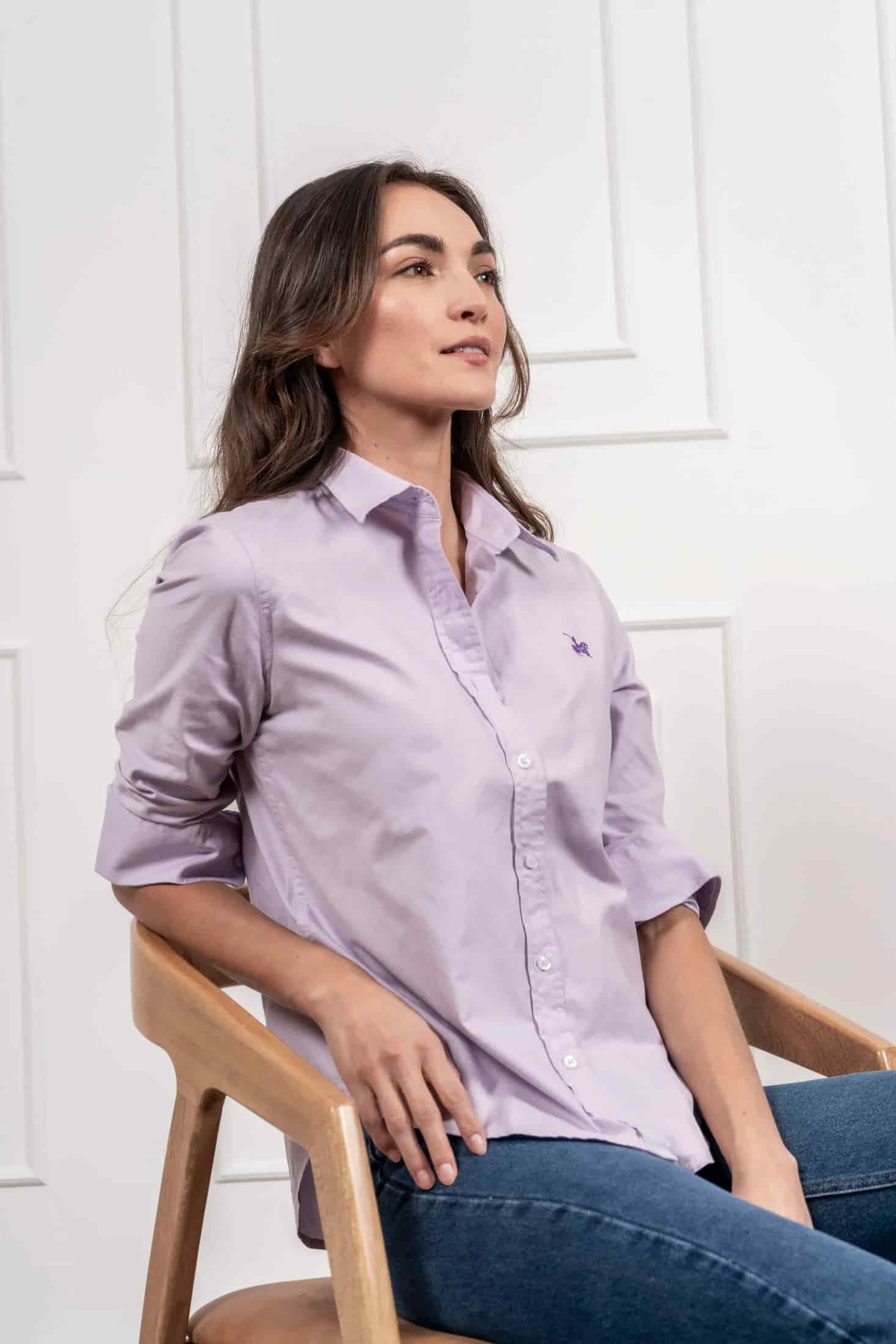 Camisa Oxford Mujer Lila - miniatura 5