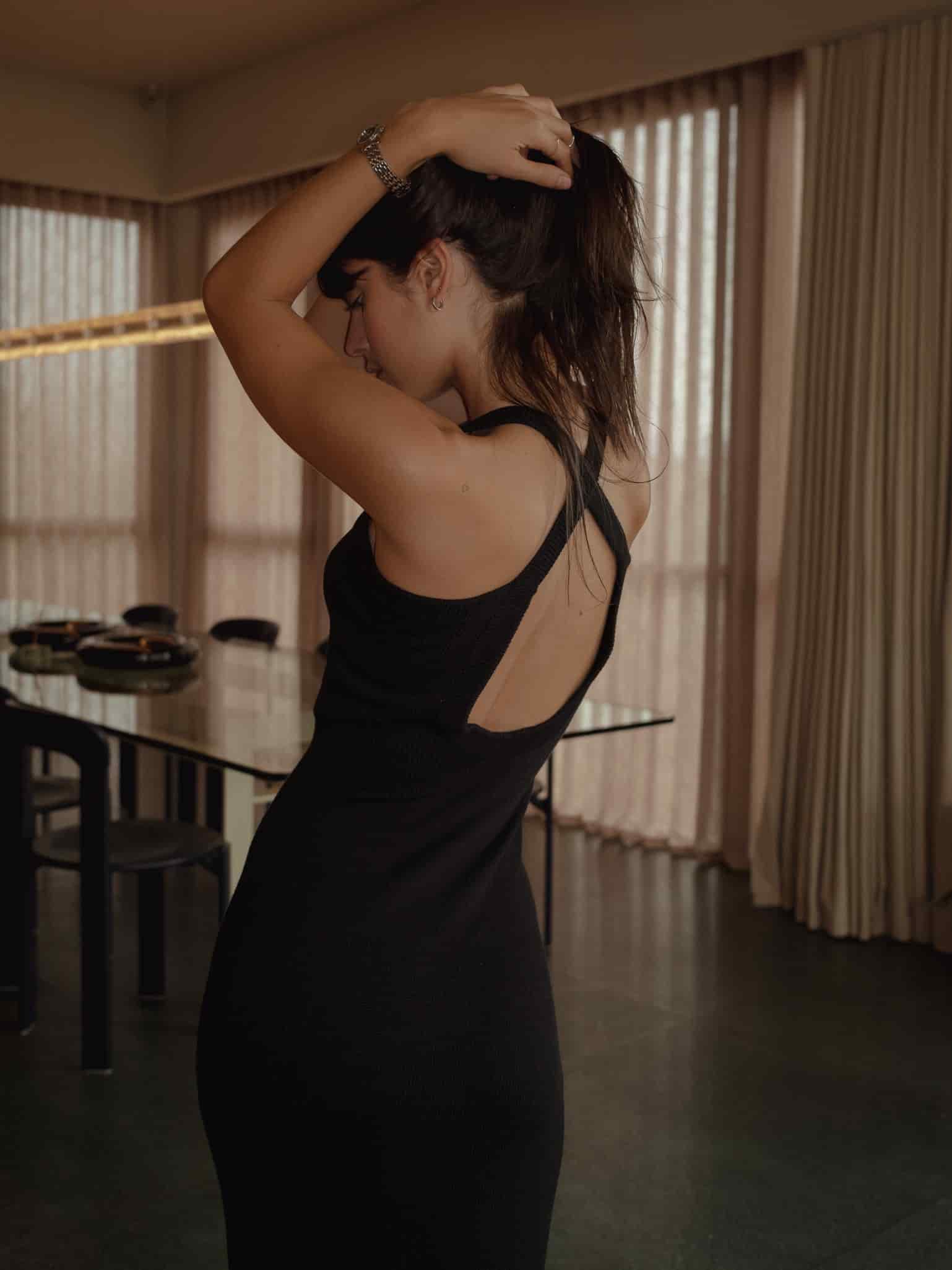 LUXE KNIT DRESS - BLACK - miniatura 2