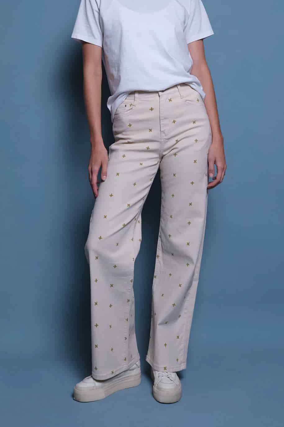 JEANS BEIGE BORDADO ASPA - miniatura 3