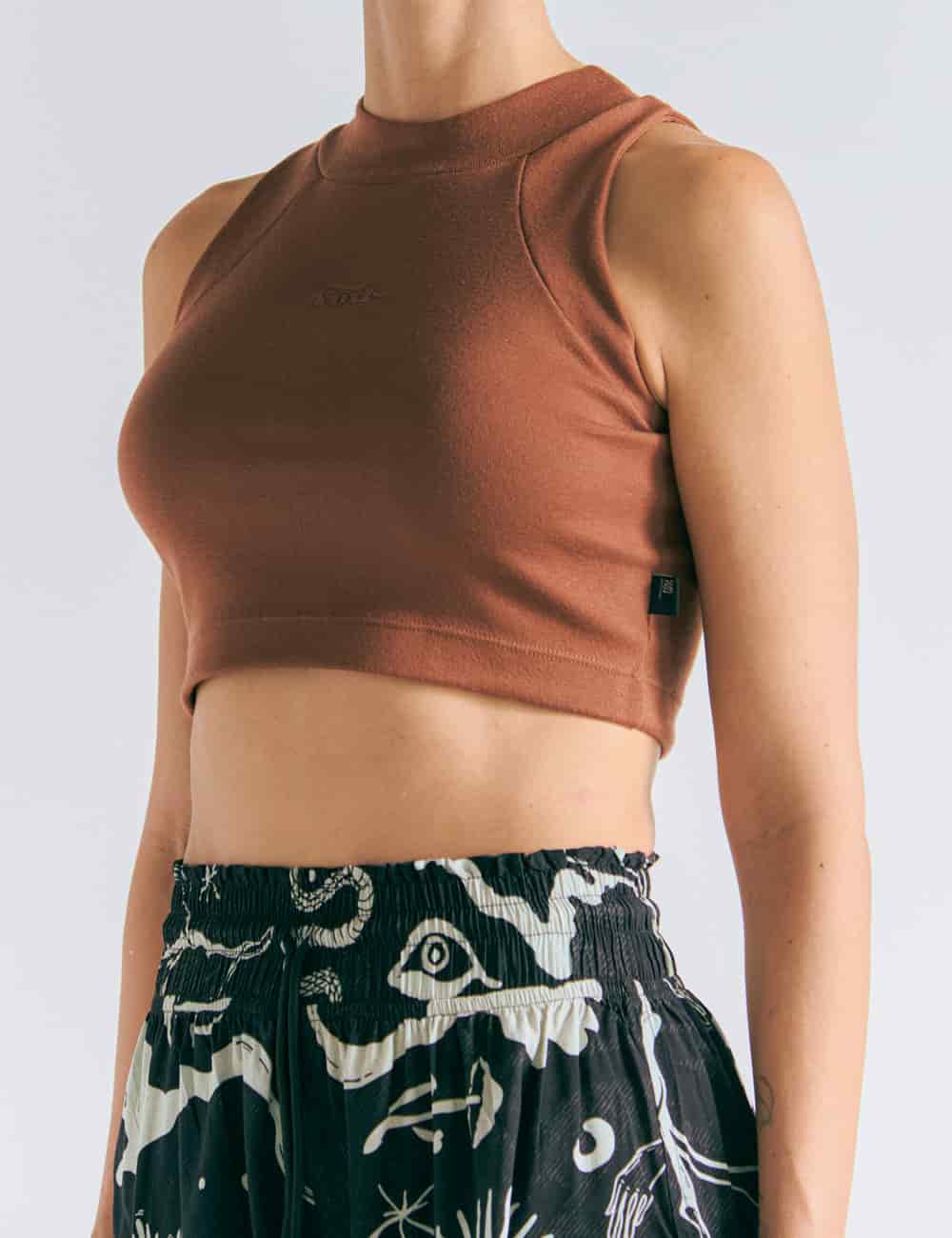Crop Top Raglan  terracota Mujer - miniatura 2