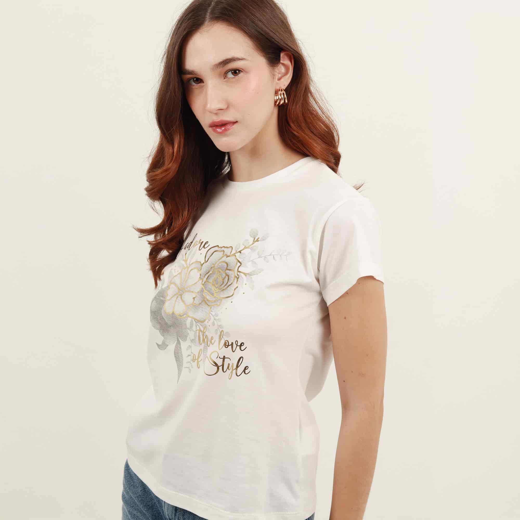 Camiseta cuello redondo manga corta con estampado J'adore - miniatura 2