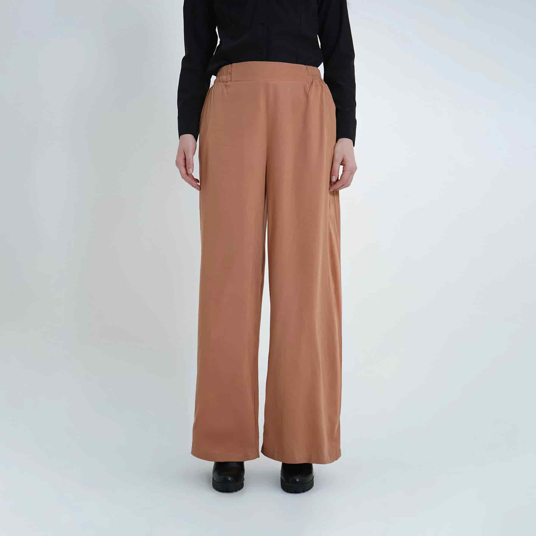 Pantalón palazzo con elastico en cintura - miniatura 3