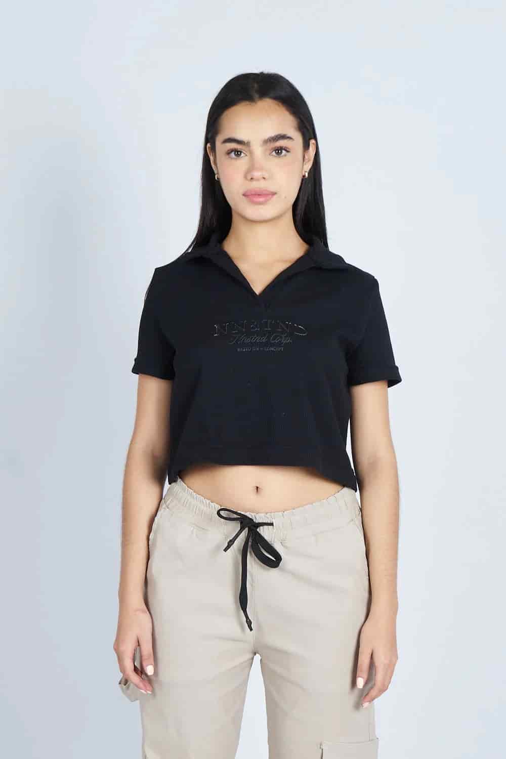 Lounge cropped Polo textura Negra | Drop 03 | - miniatura 6