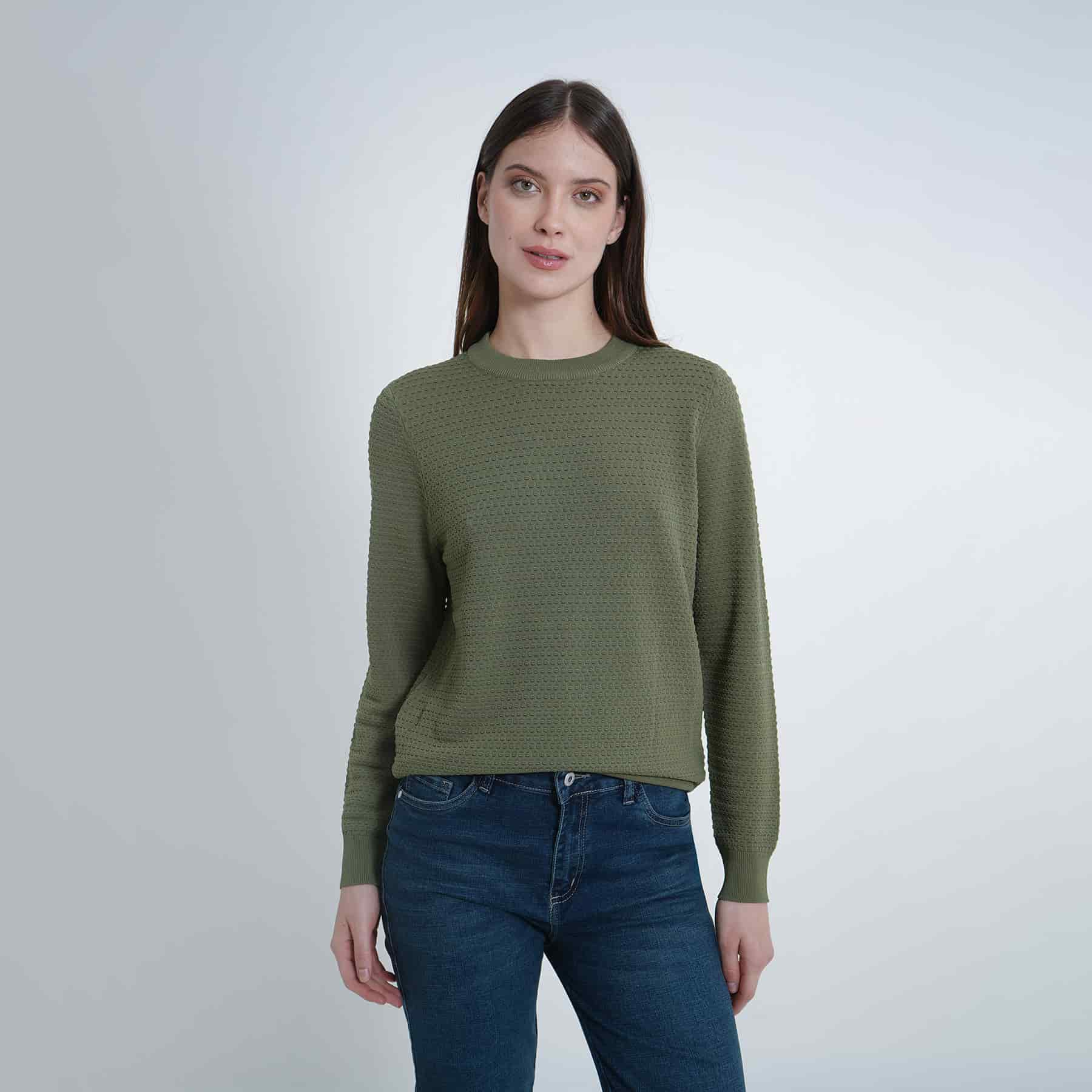 Sweater tejido texturizado cuello redondo manga larga - miniatura 6