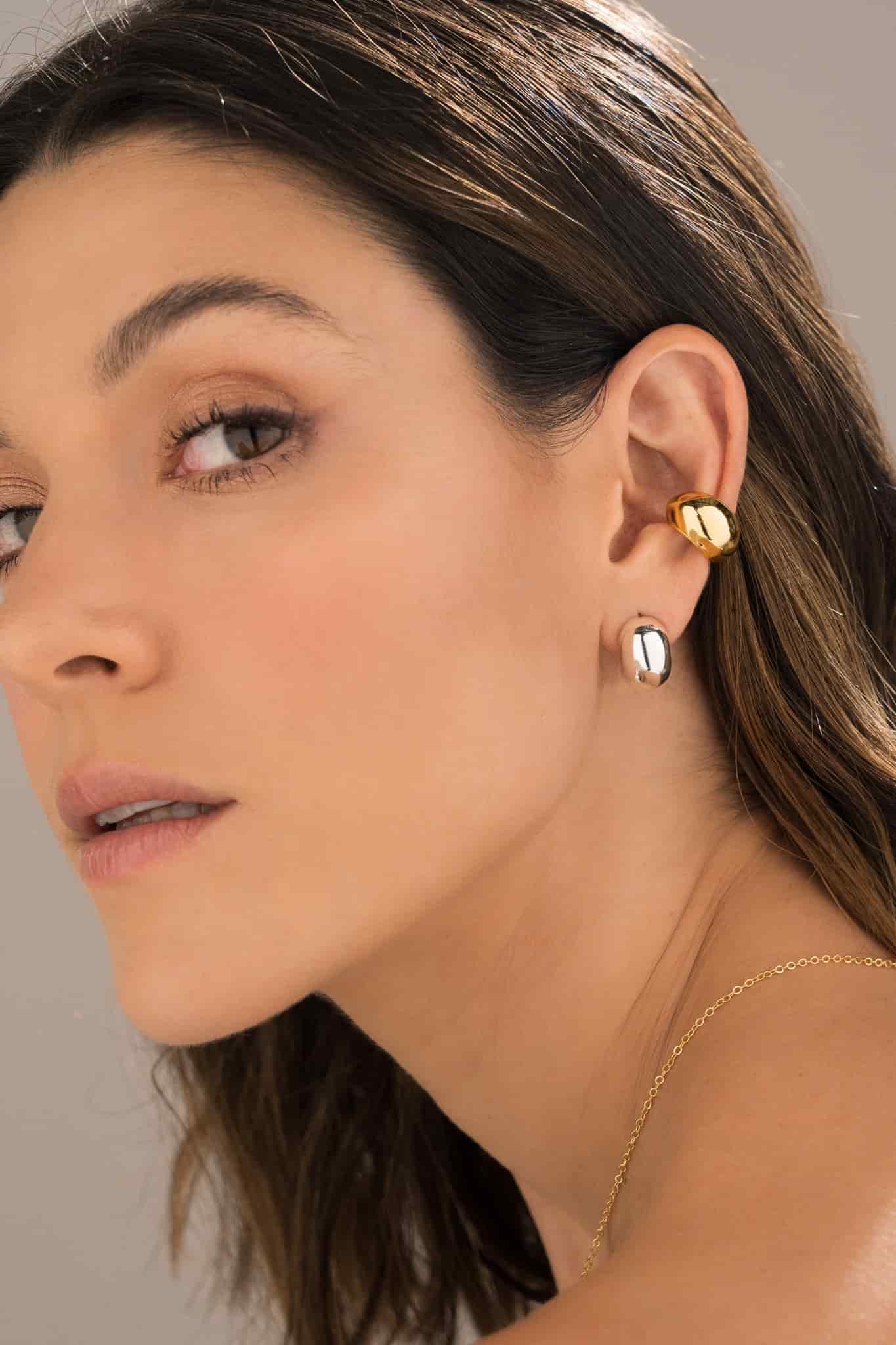Set De 1 Par De Candongas + 1 Earcuff Oro - miniatura 6