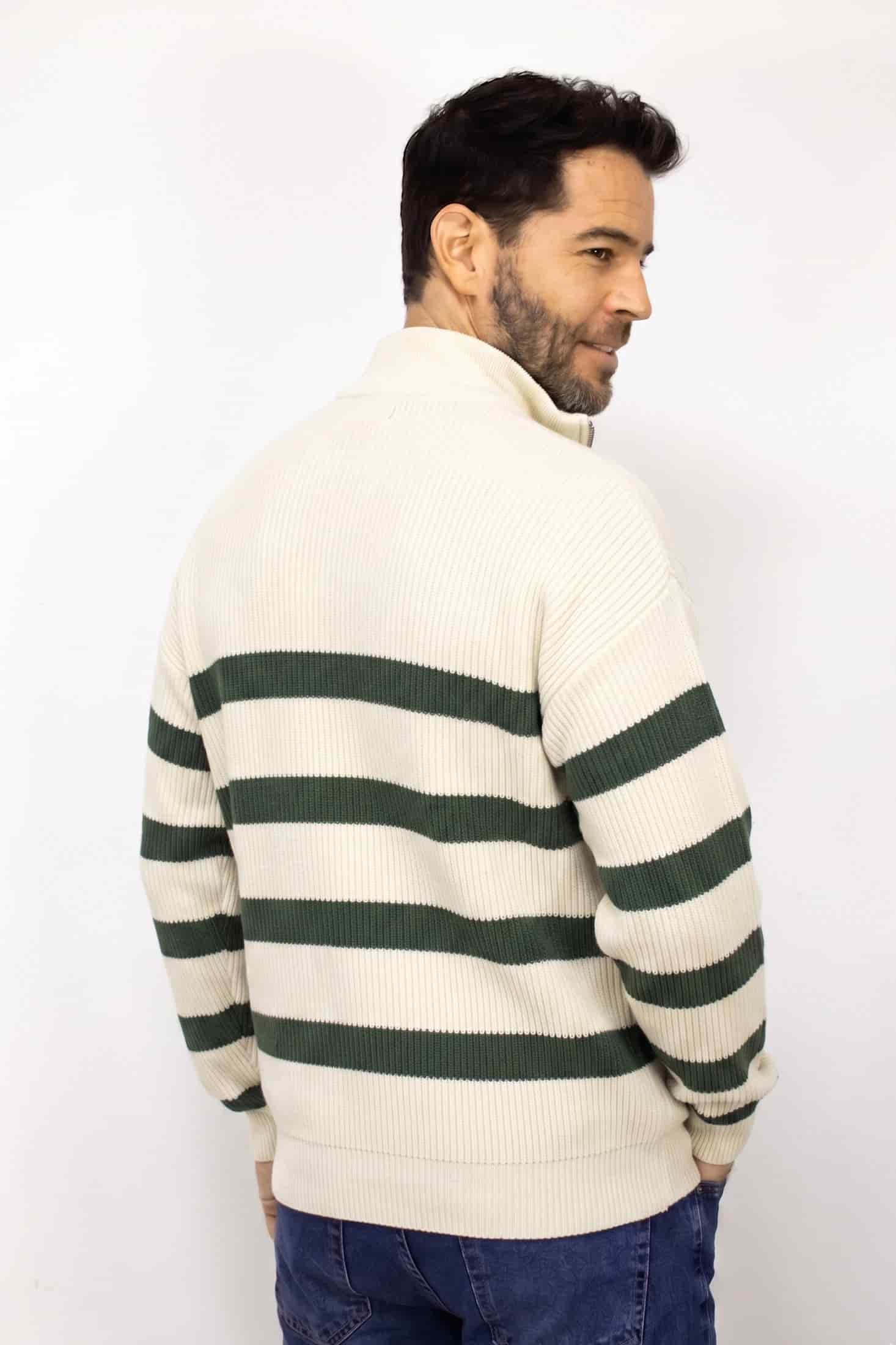 SACO DE RAYAS VERDE CON CIERRE PARA HOMBRE - miniatura 2