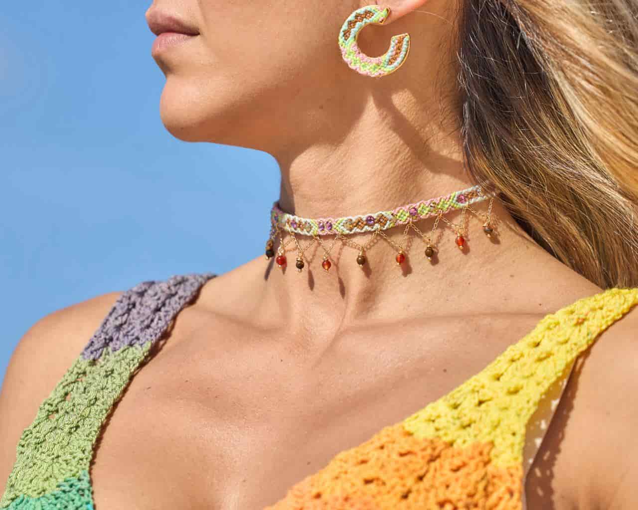 Wayuu Jolotsü  Earrings - Green - miniatura 2