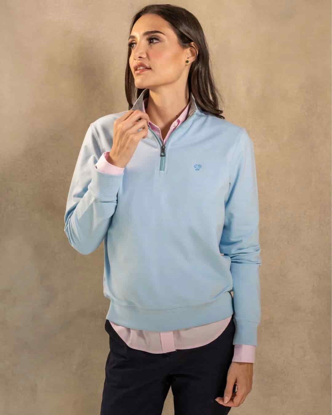 Halfzip Paris Antimanchas De Mujer Azul Celeste - miniatura 2
