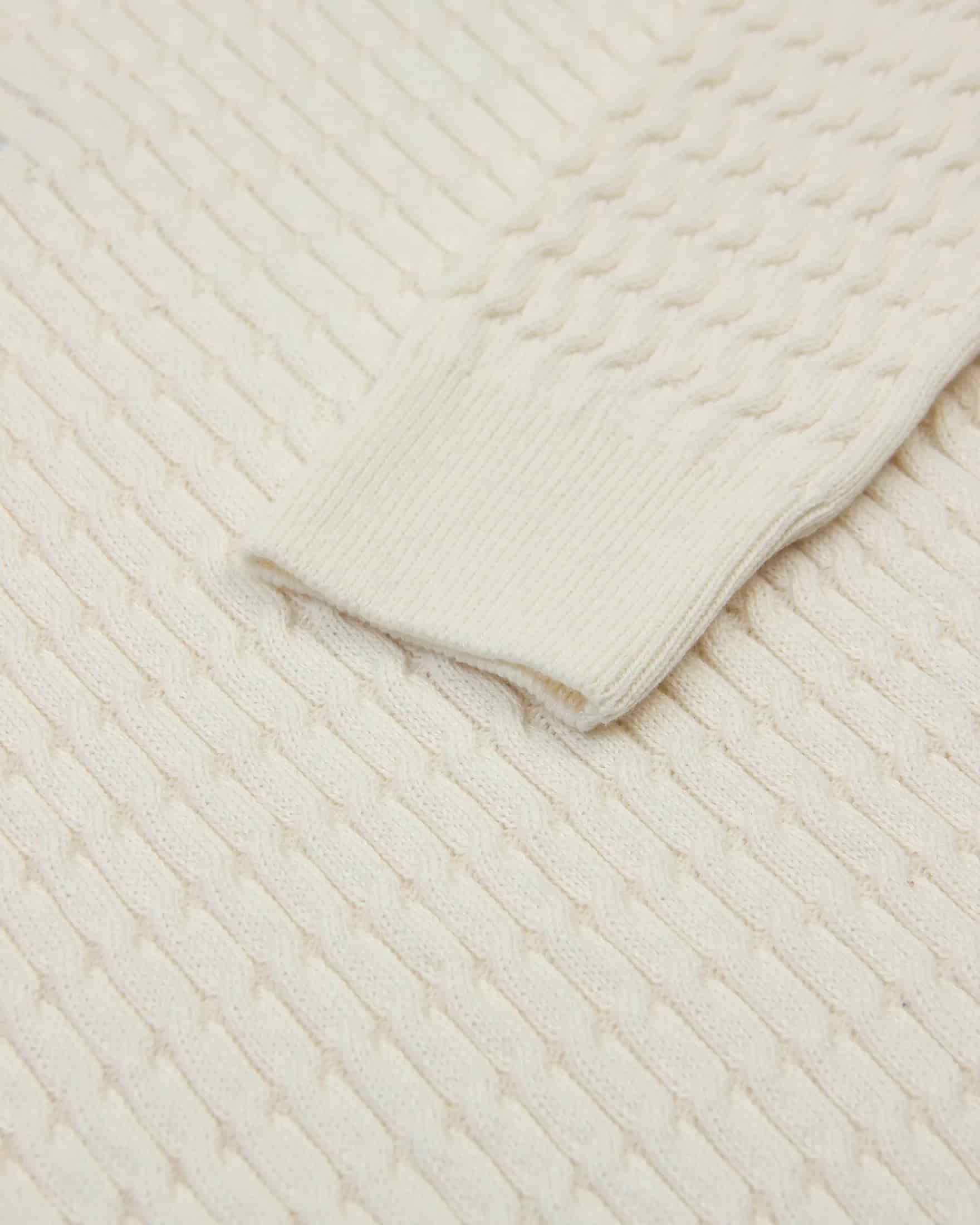Saco Trenzado Half Zip Algodón Crema - miniatura 7