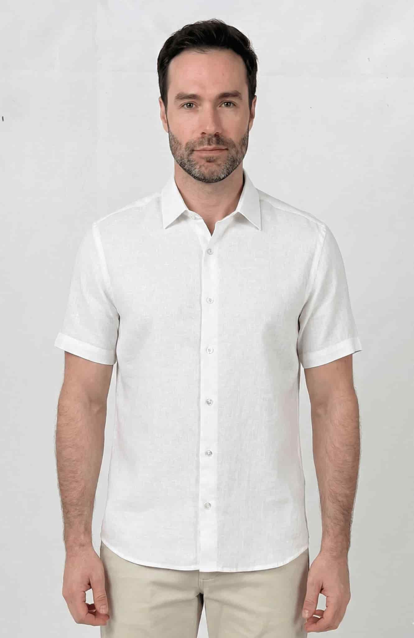Camisa en lino manga corta para hombre Jon Sonen 017225031 - miniatura 1