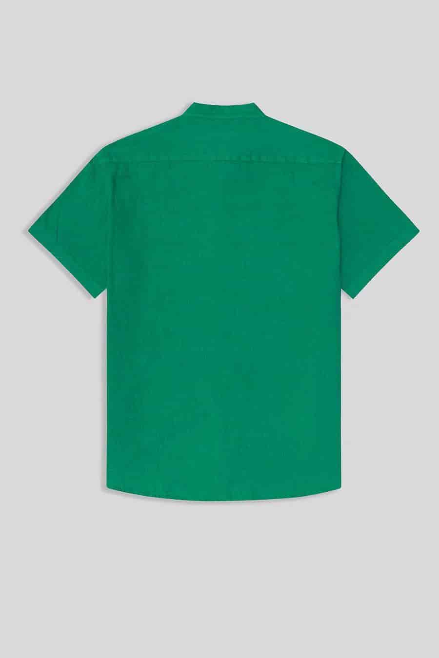 men’s linen shirt mao green basic - miniatura 8