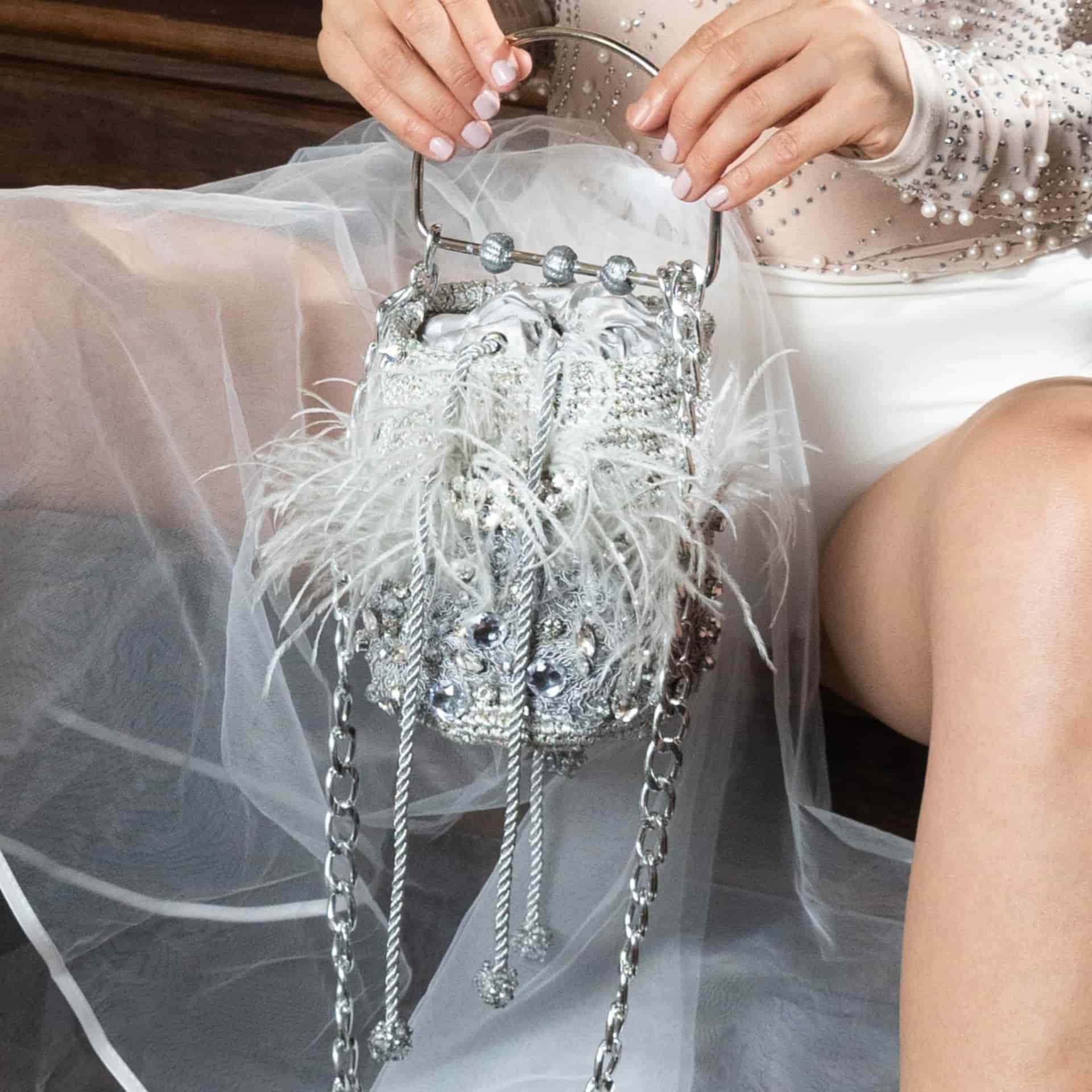 Minaudiére Silver & Feather Bag - miniatura 3