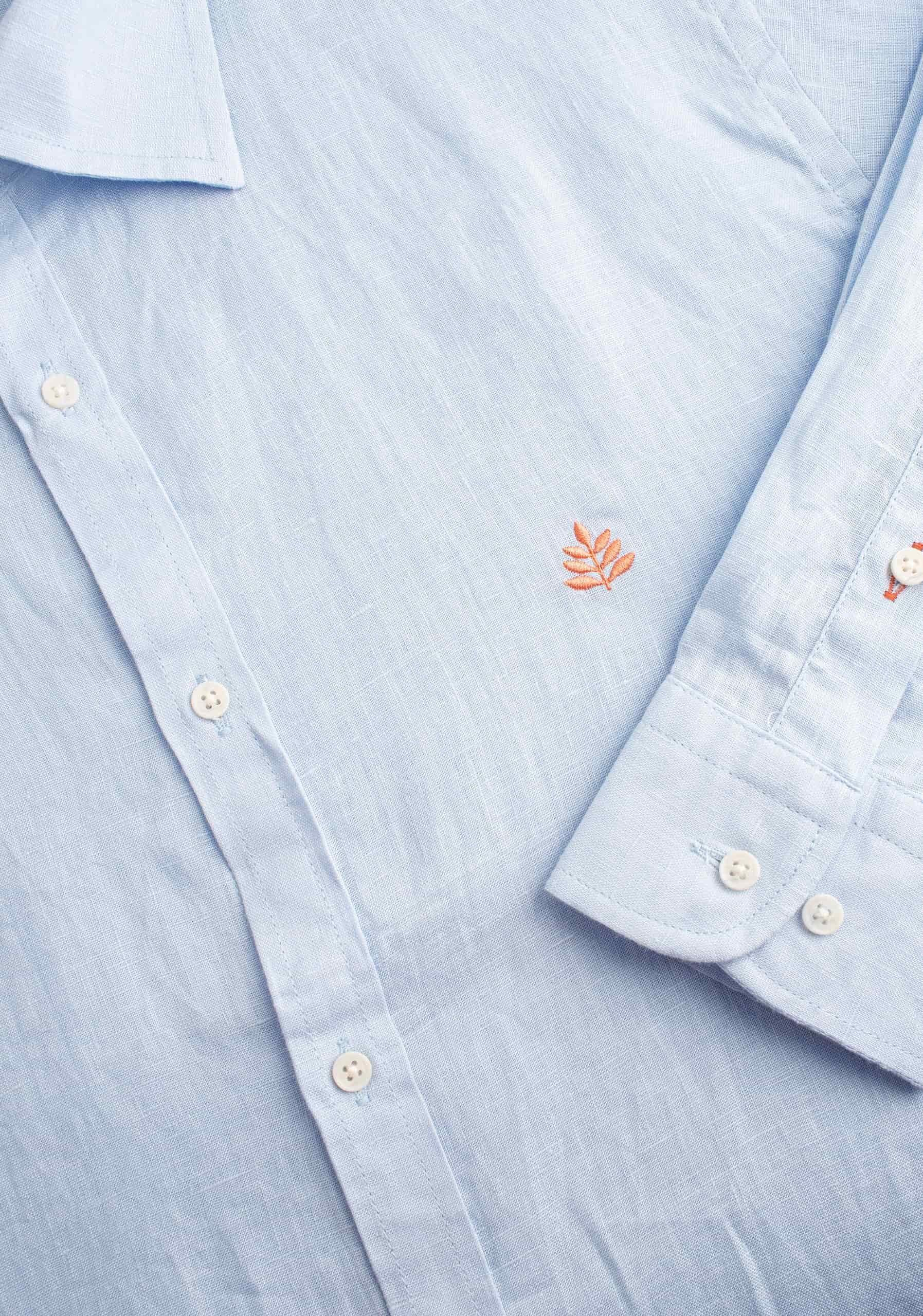 Camisa H CI Lino L-Sal Azul Claro - miniatura 3