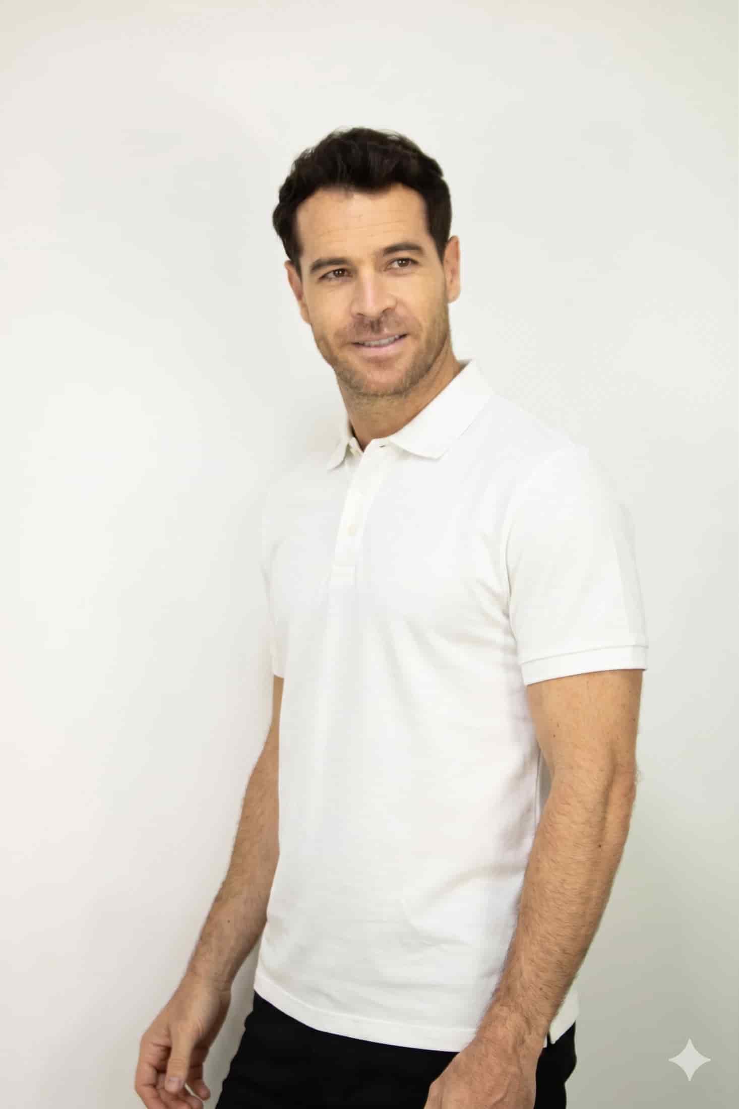 Polo Deportiva Blanca Para Hombre - miniatura 2