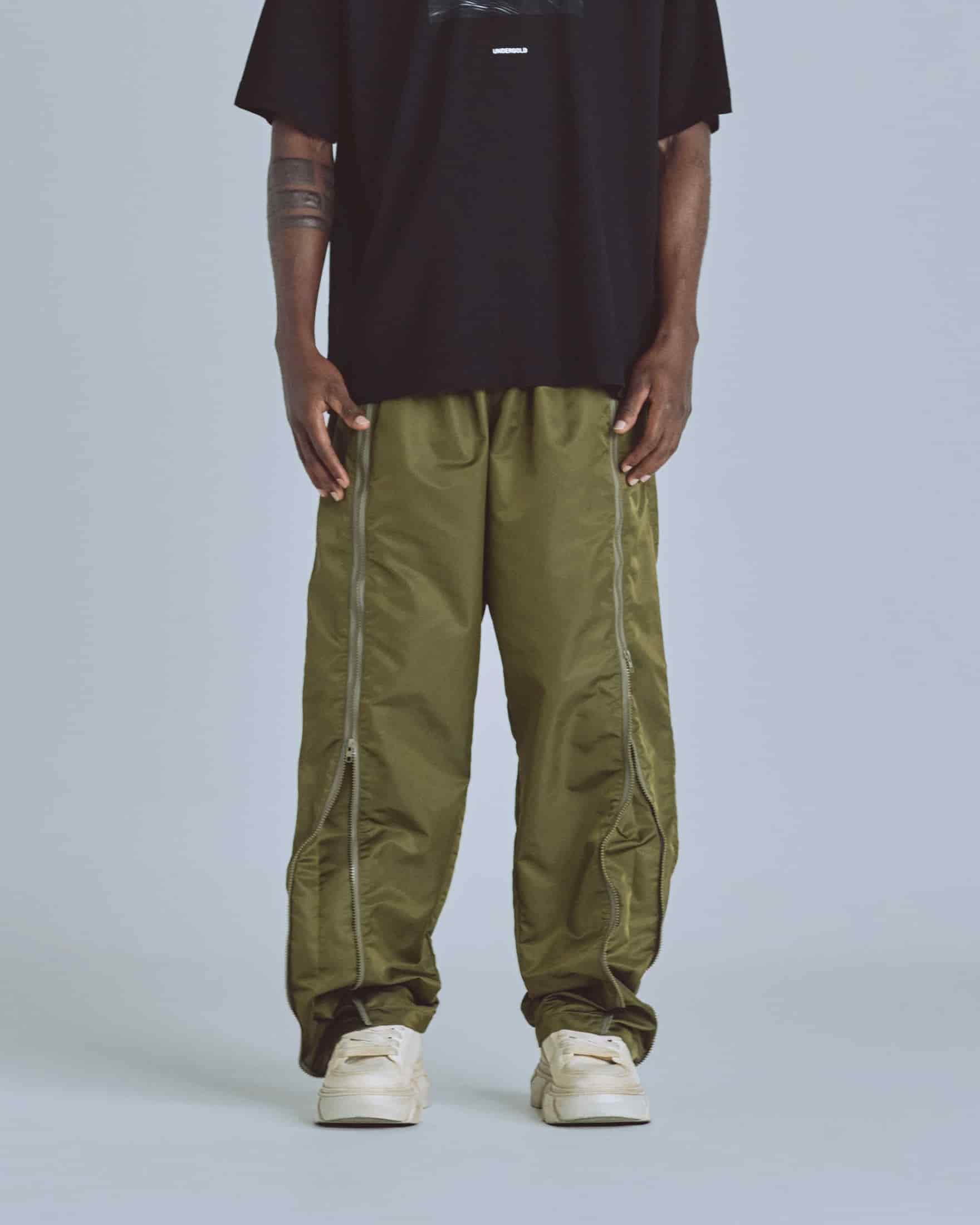 Basics Panelled Zip Up Cargo Pants Green - miniatura 2