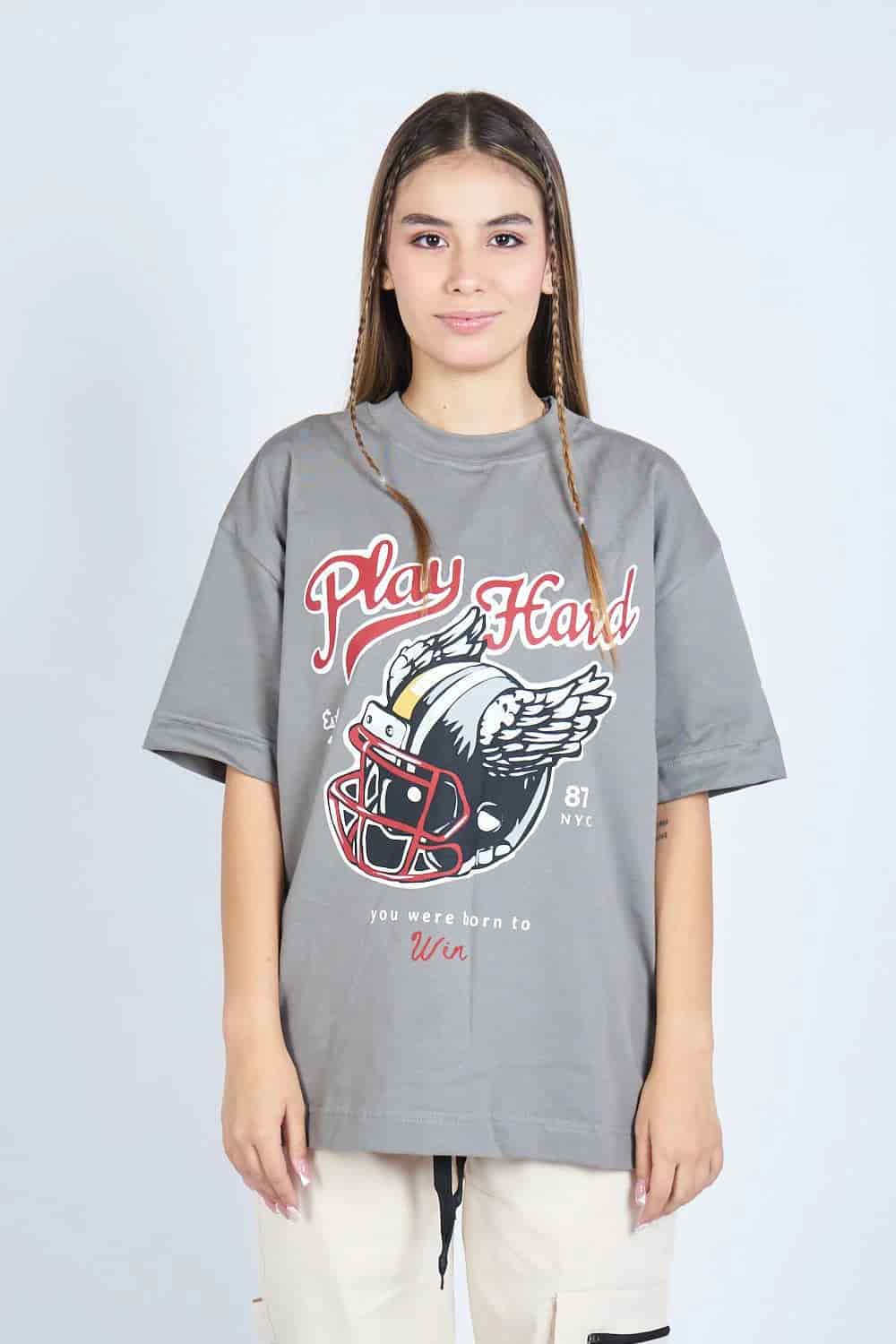 Camiseta oversize PLAY HARD GRIS | DROP 03 | - miniatura 6