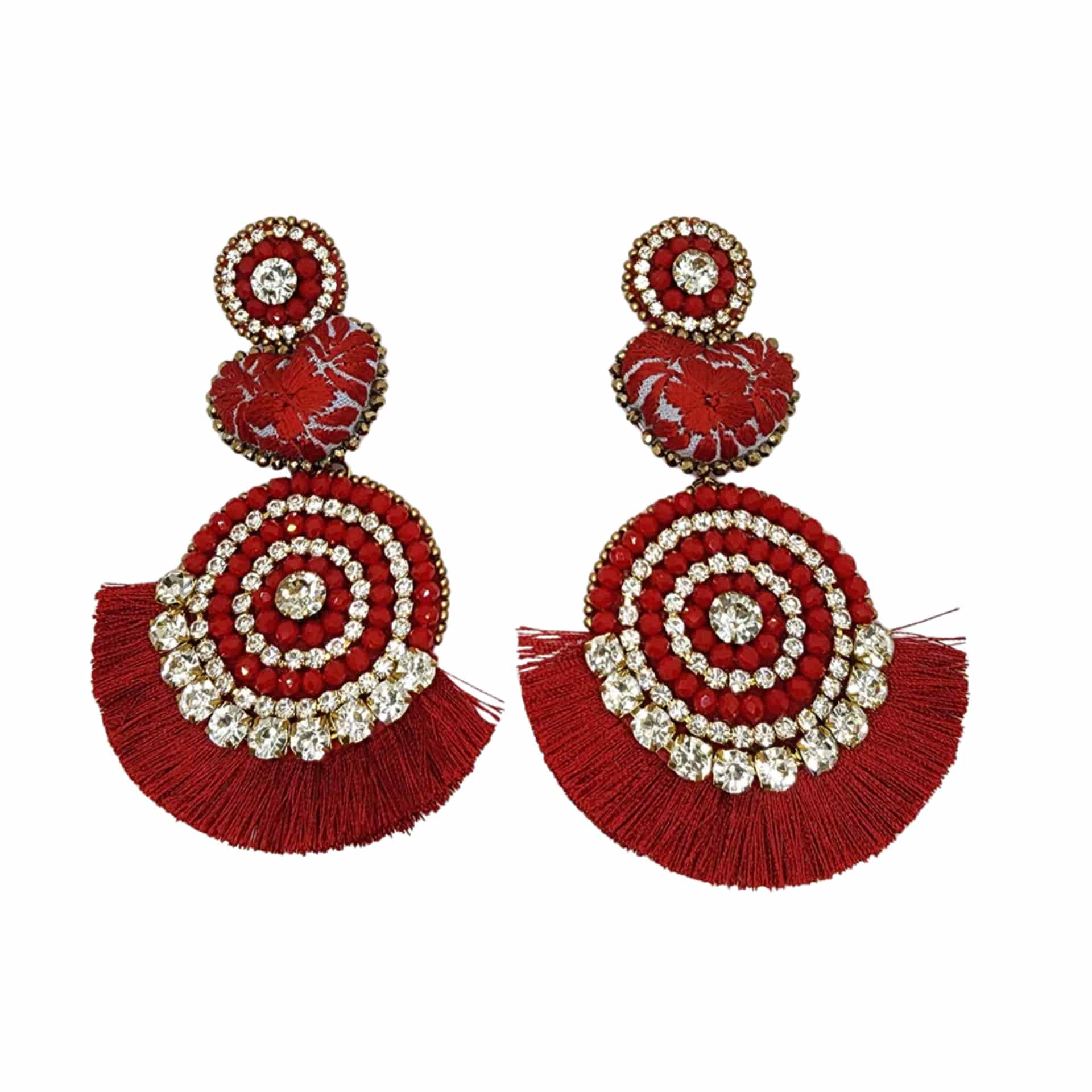 Red Circle & Heart Earrings - miniatura 1