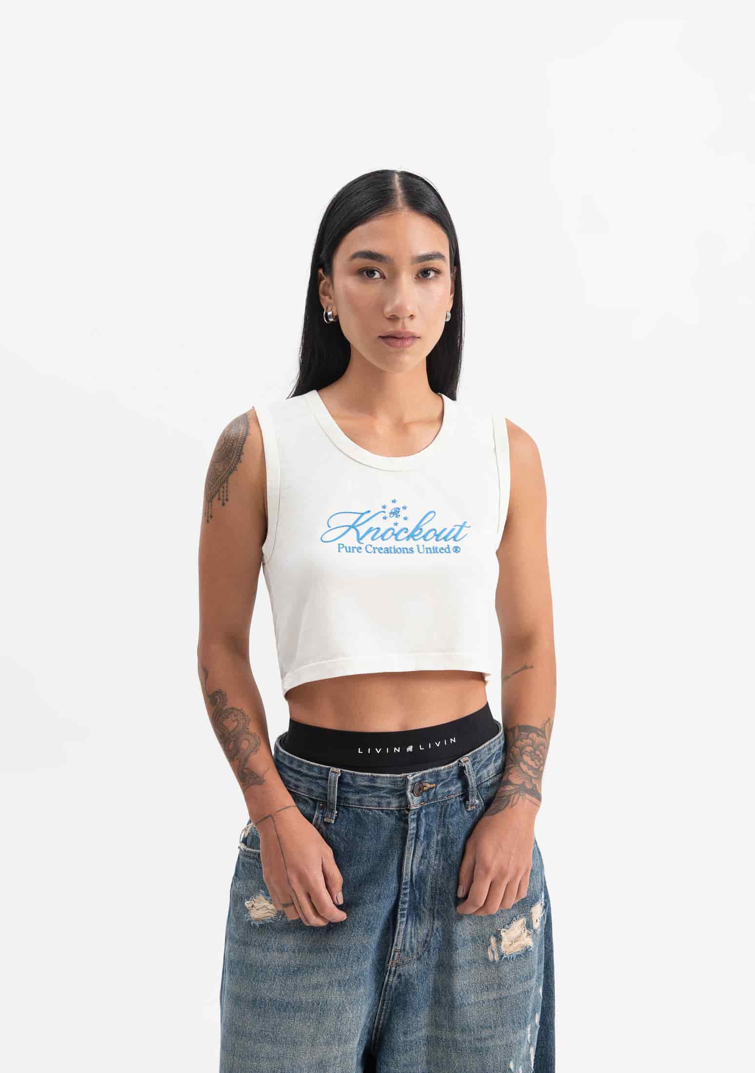 knockout white crop top - miniatura 2