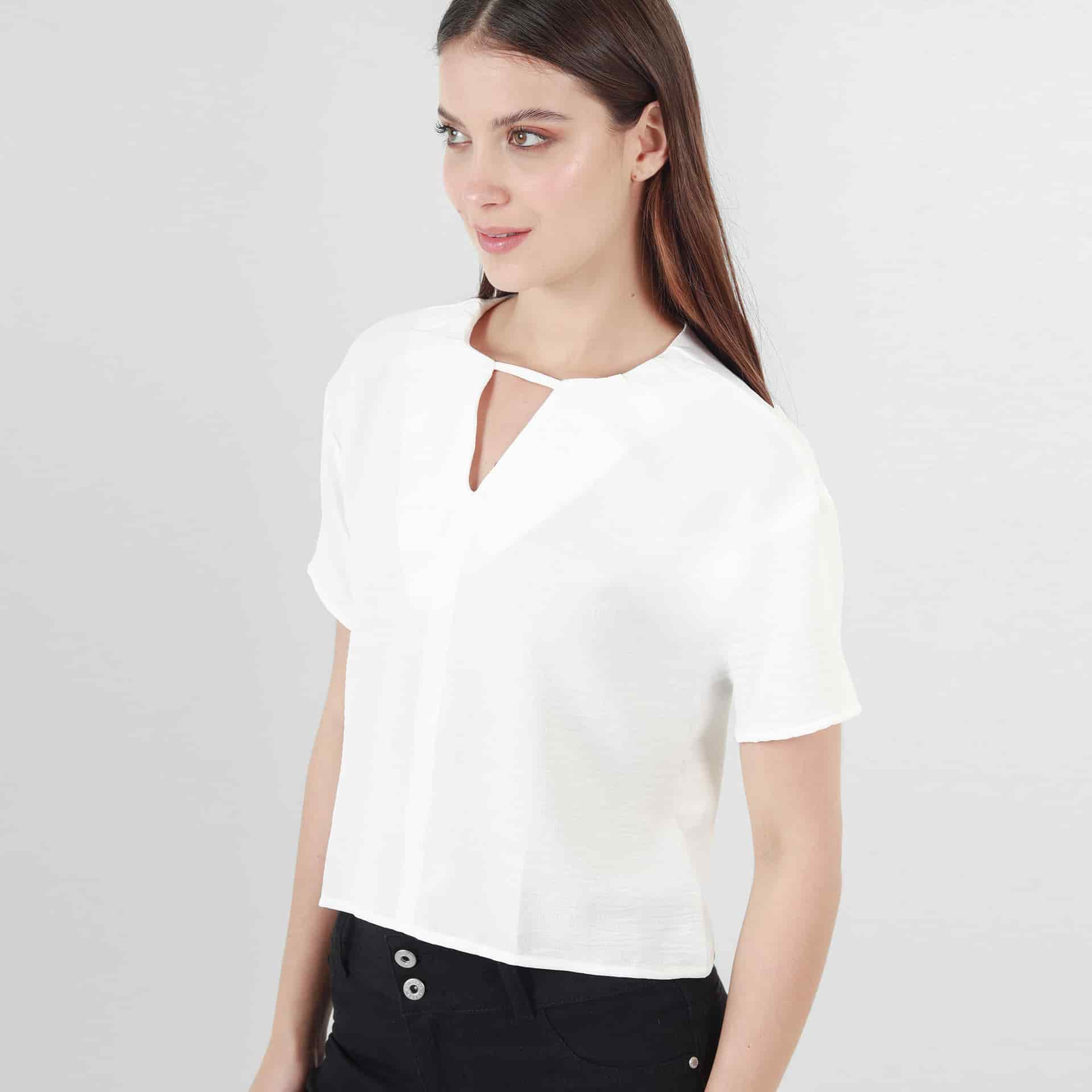 Blusa Cuello V Manga Corta - miniatura 1