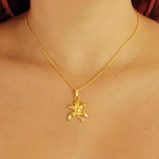 Cadena Y Dije Orquídea - miniatura 2