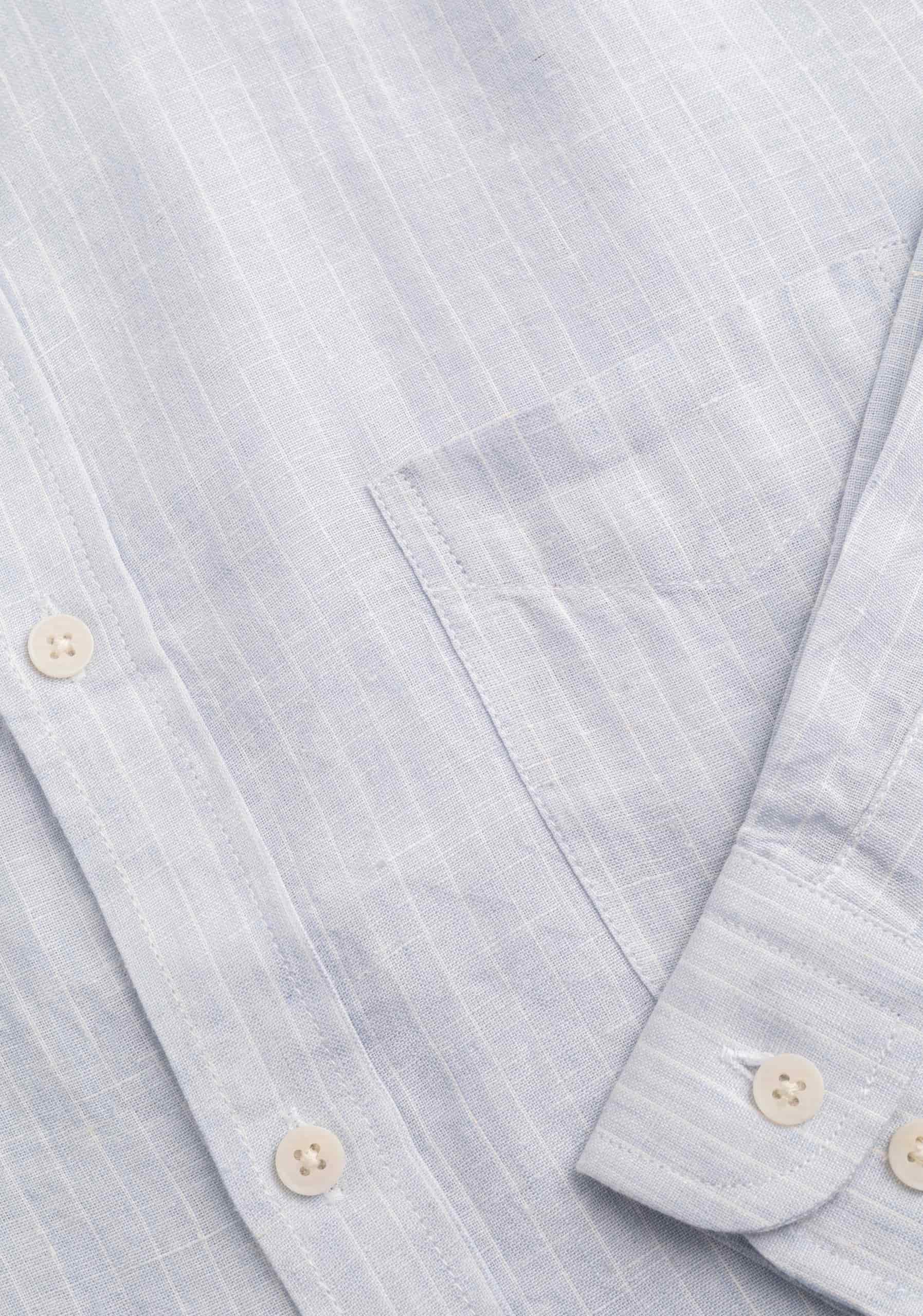 Camisa H CBD Lino Rayas Med Bols Gris Claro - Blanco - miniatura 4
