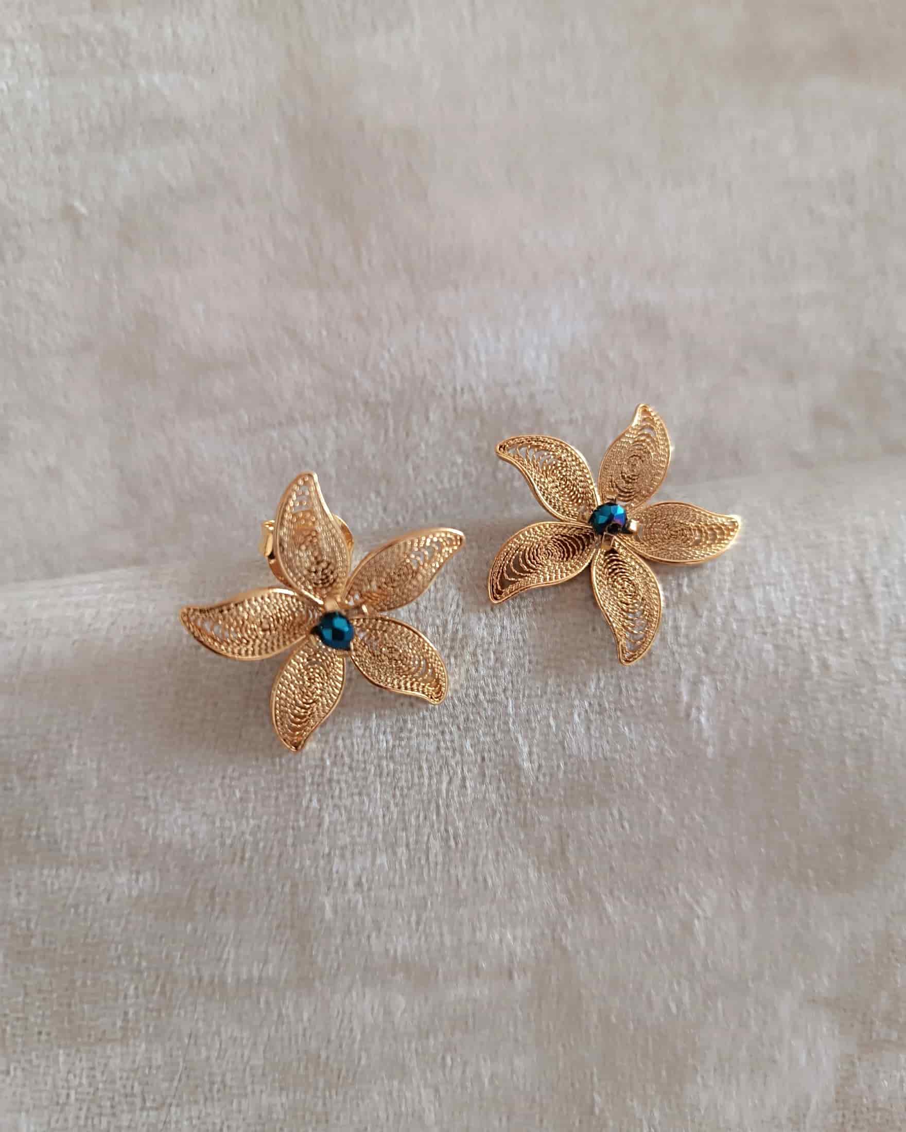Aretes filigrana y cristal azul, Estrella de mar - miniatura 4