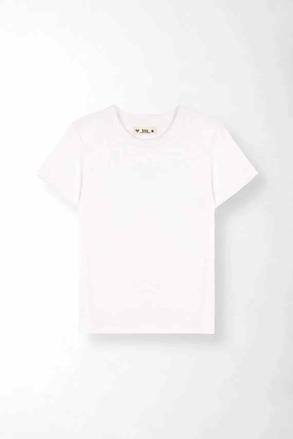 Camiseta regular fit con cuello redondo en blanco para mujer - miniatura 3