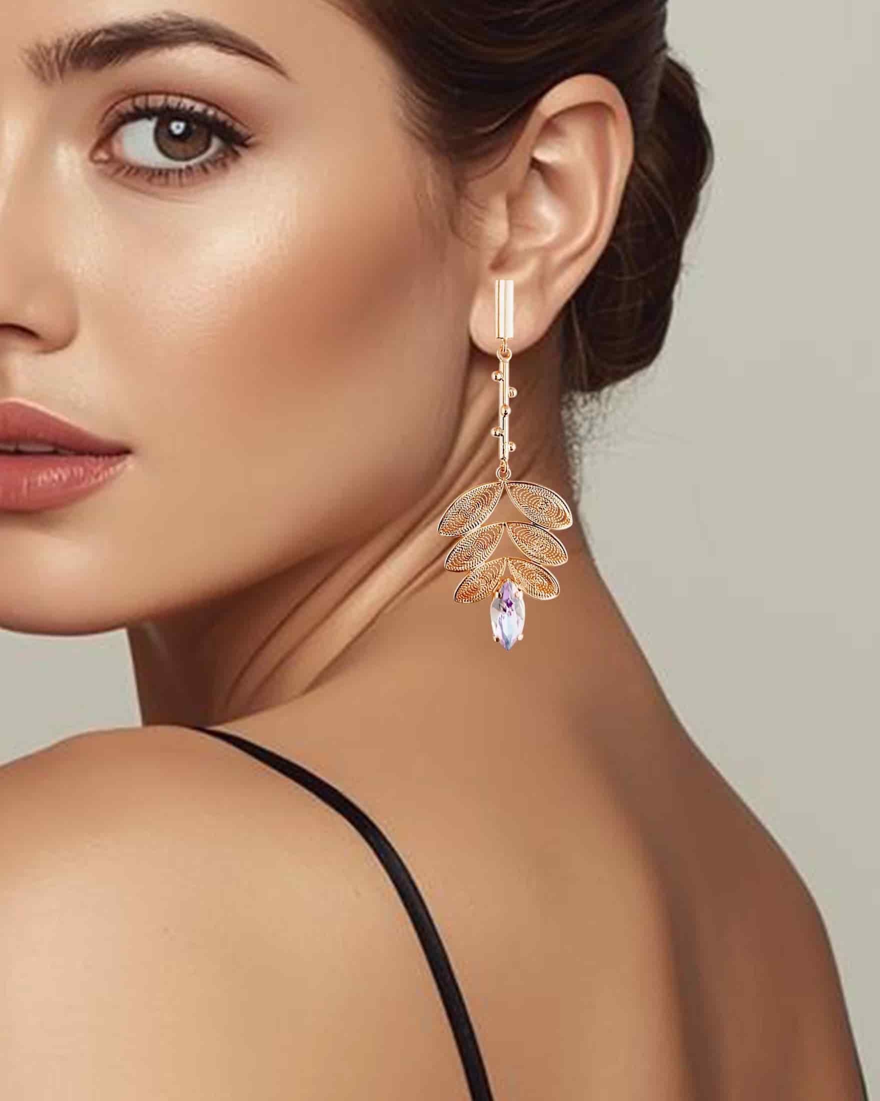 Aretes cristal y hojas, Taliana - miniatura 6