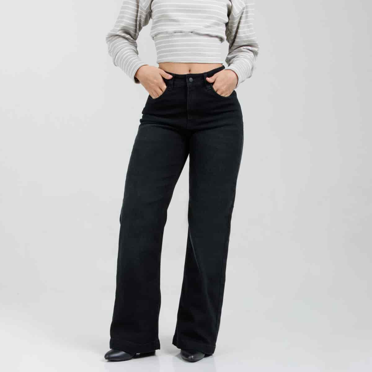 Jean Wide Leg Negro Ax-3155 Licrado - miniatura 1