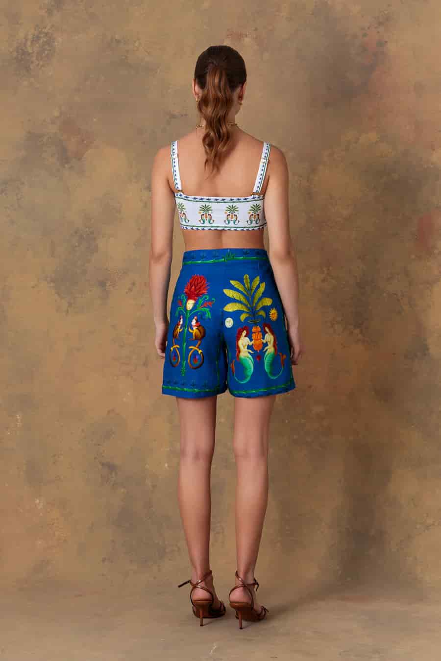 Women's short linen silvan blue - miniatura 4