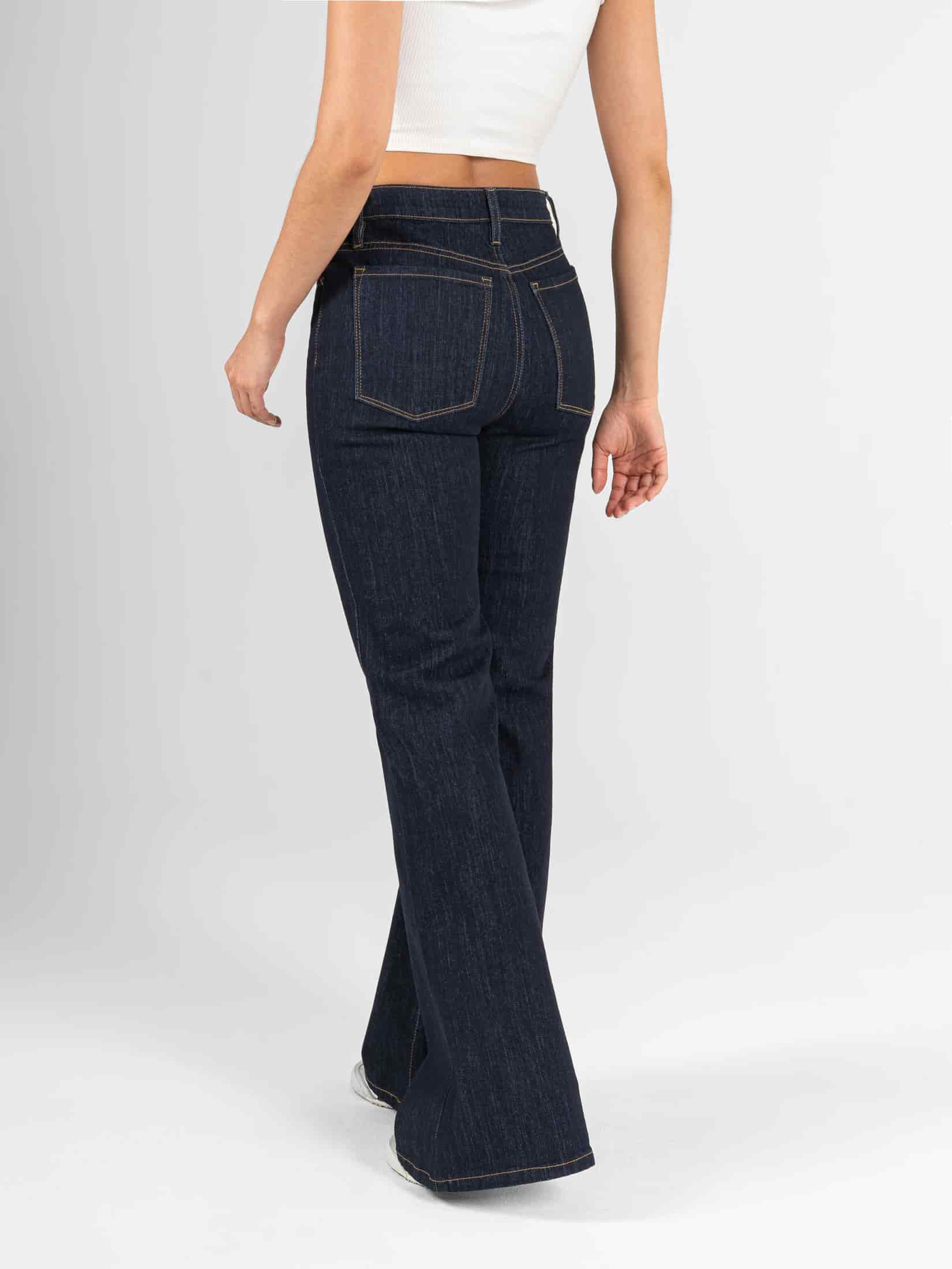 Ref: 066594 Jean flare stretch, bota ancha, tiro alto, tono azul oscuro - miniatura 3