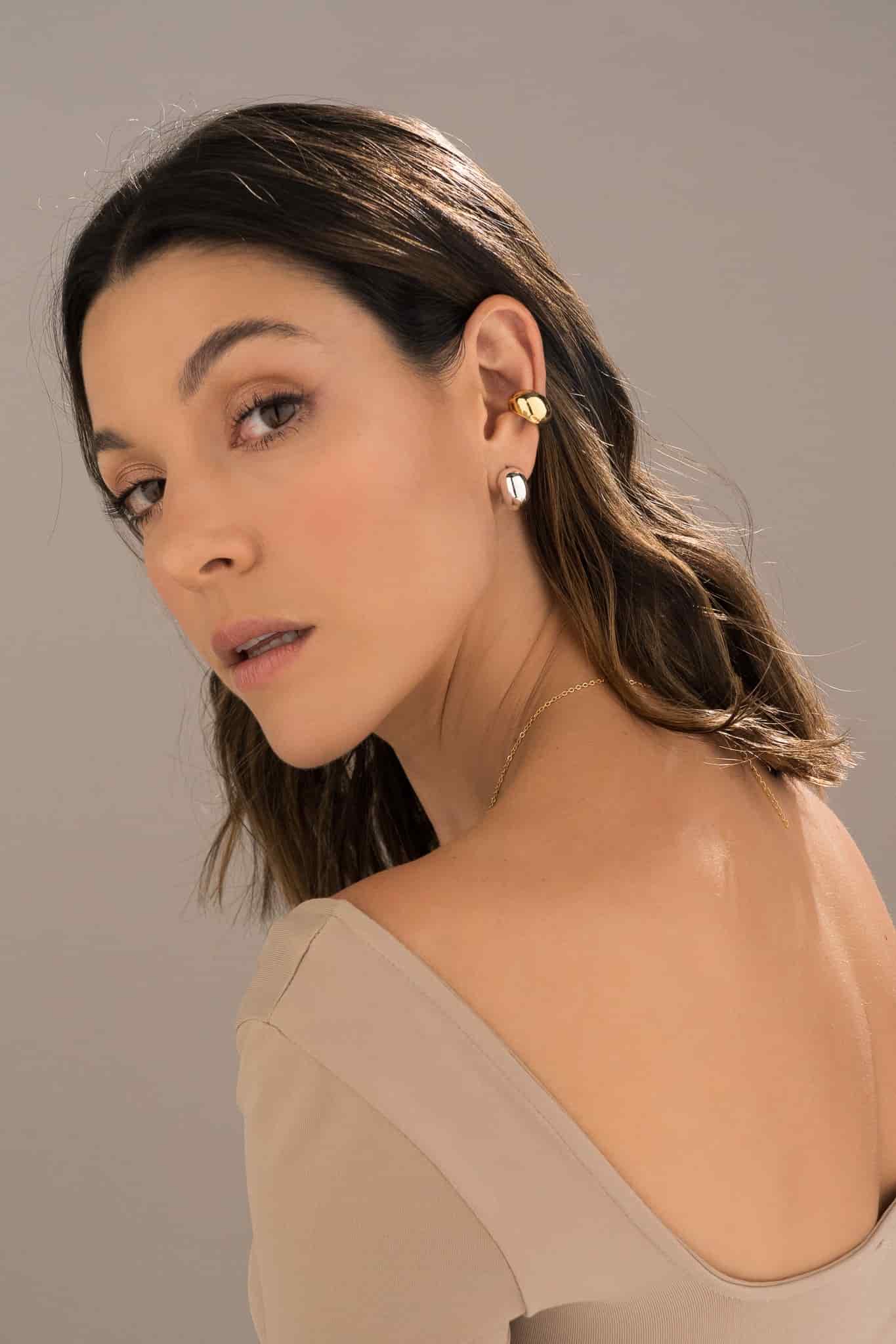 Set De 1 Par De Candongas + 1 Earcuff Oro - miniatura 7