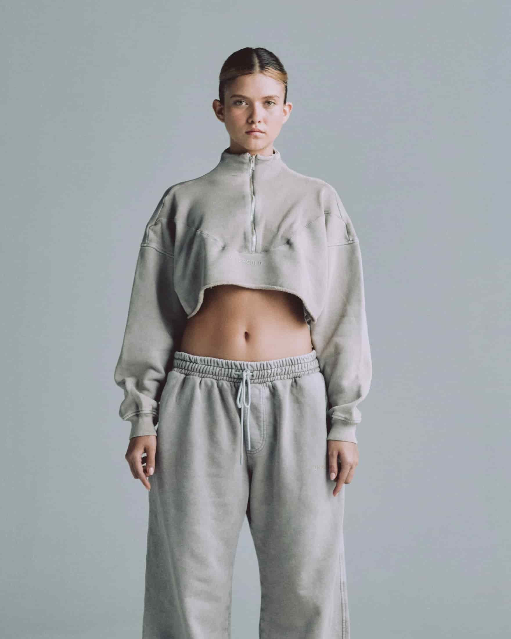 Line Logo Cropped Zip up Crewneck Washed Gray - miniatura 2