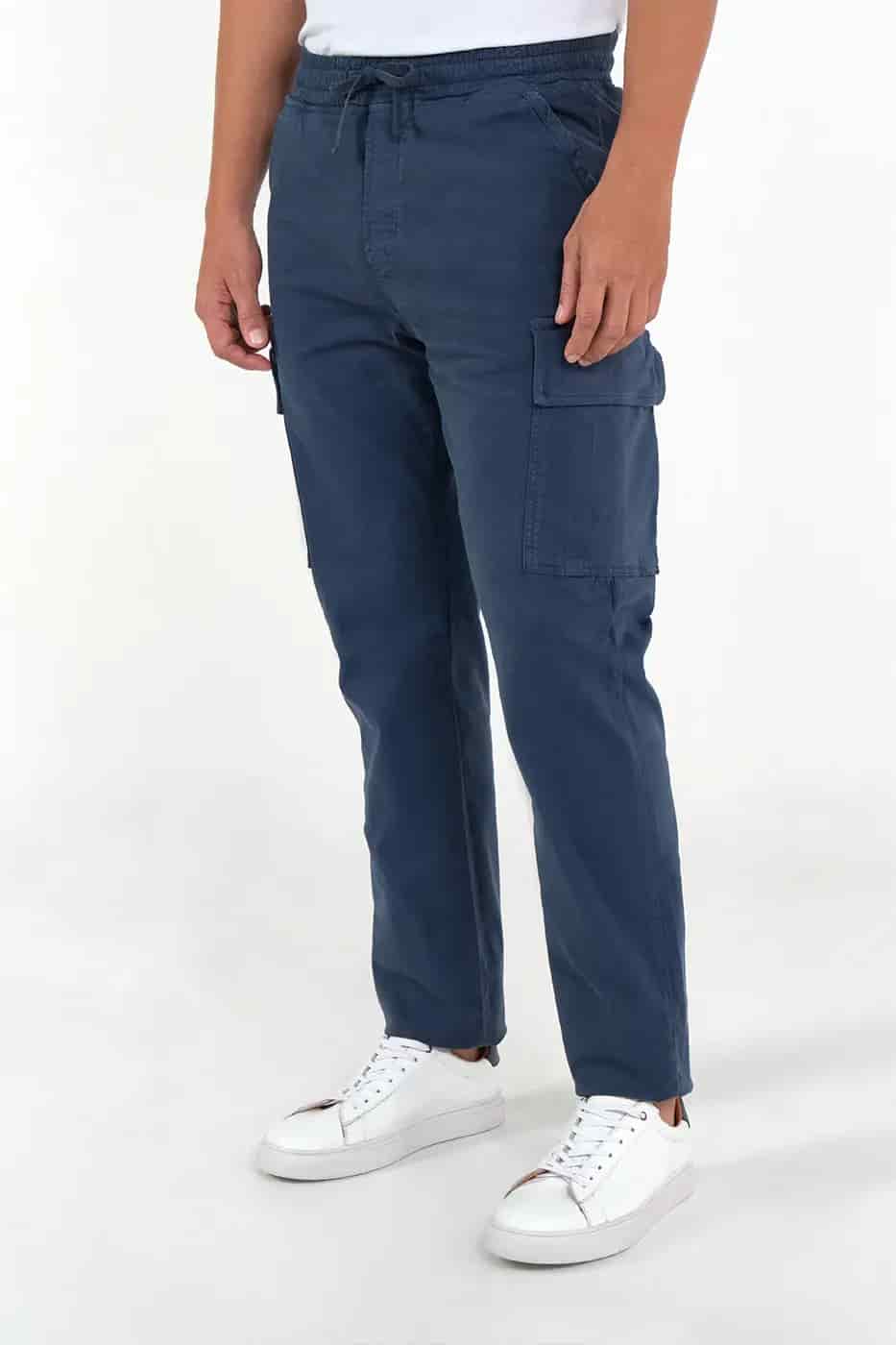 Pantalón Cargo Slim Fit Mezcla Algodón Azul Navy - miniatura 1