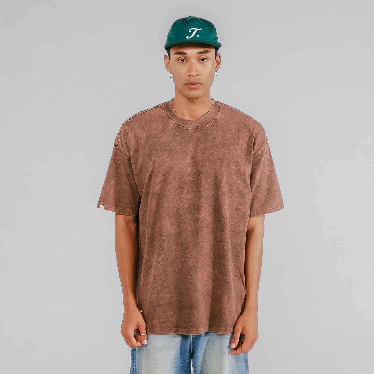 Oversized Washed T- Shirt - Brown - miniatura 3
