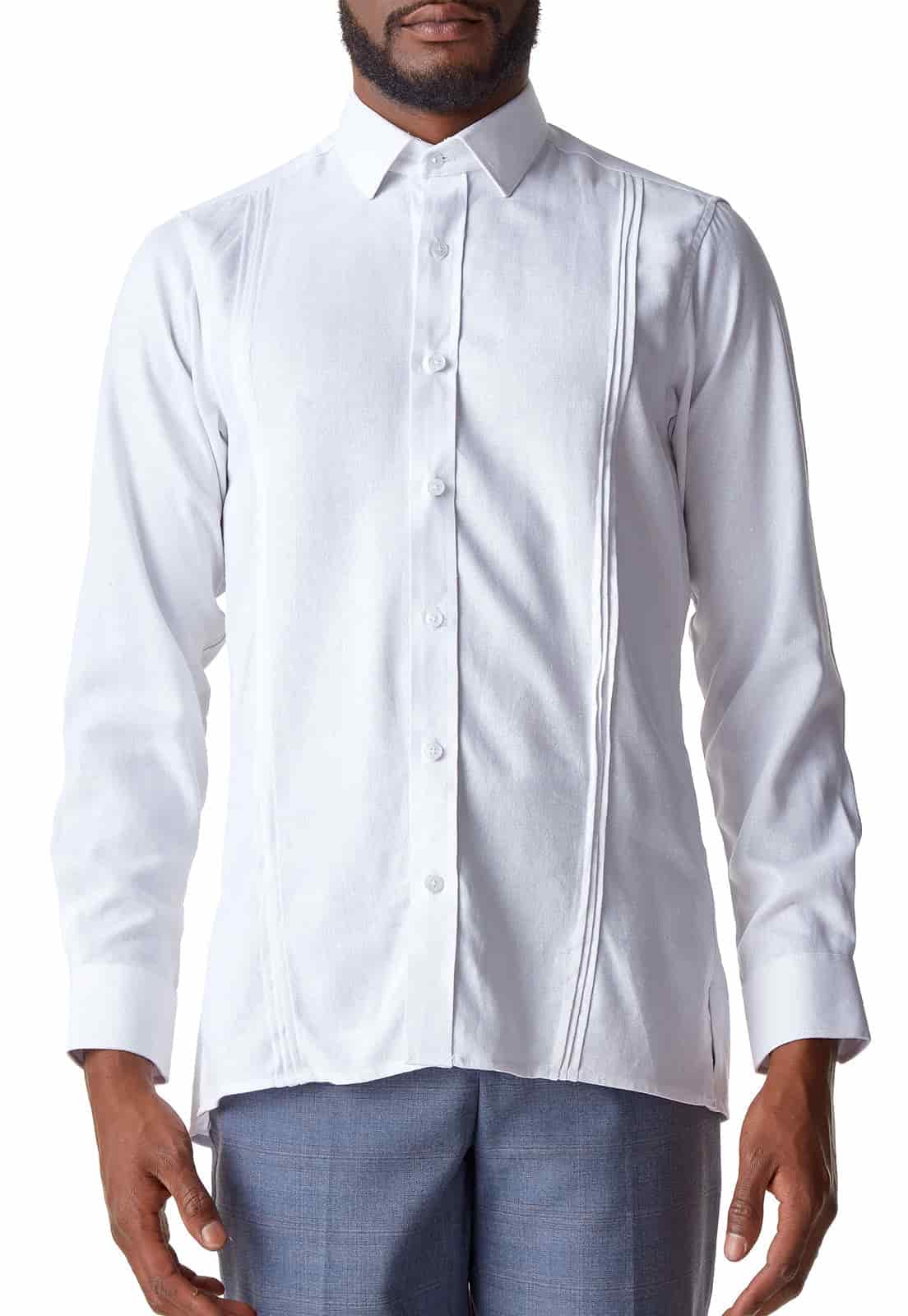Guayabera blanca manga larga con alforzas - miniatura 3