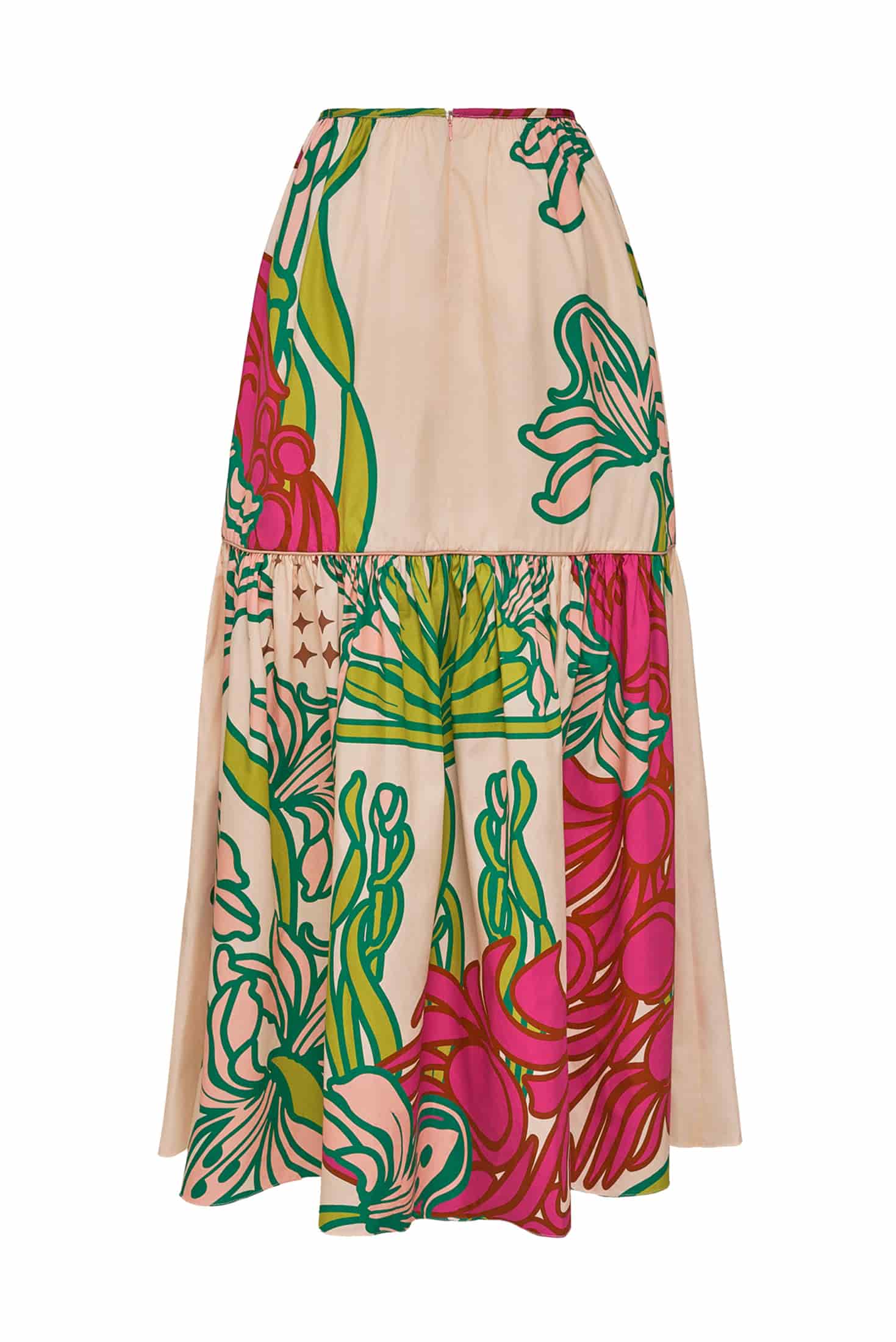 Ornella Cotton Maxi Skirt / Beige Moon Garden - miniatura 2