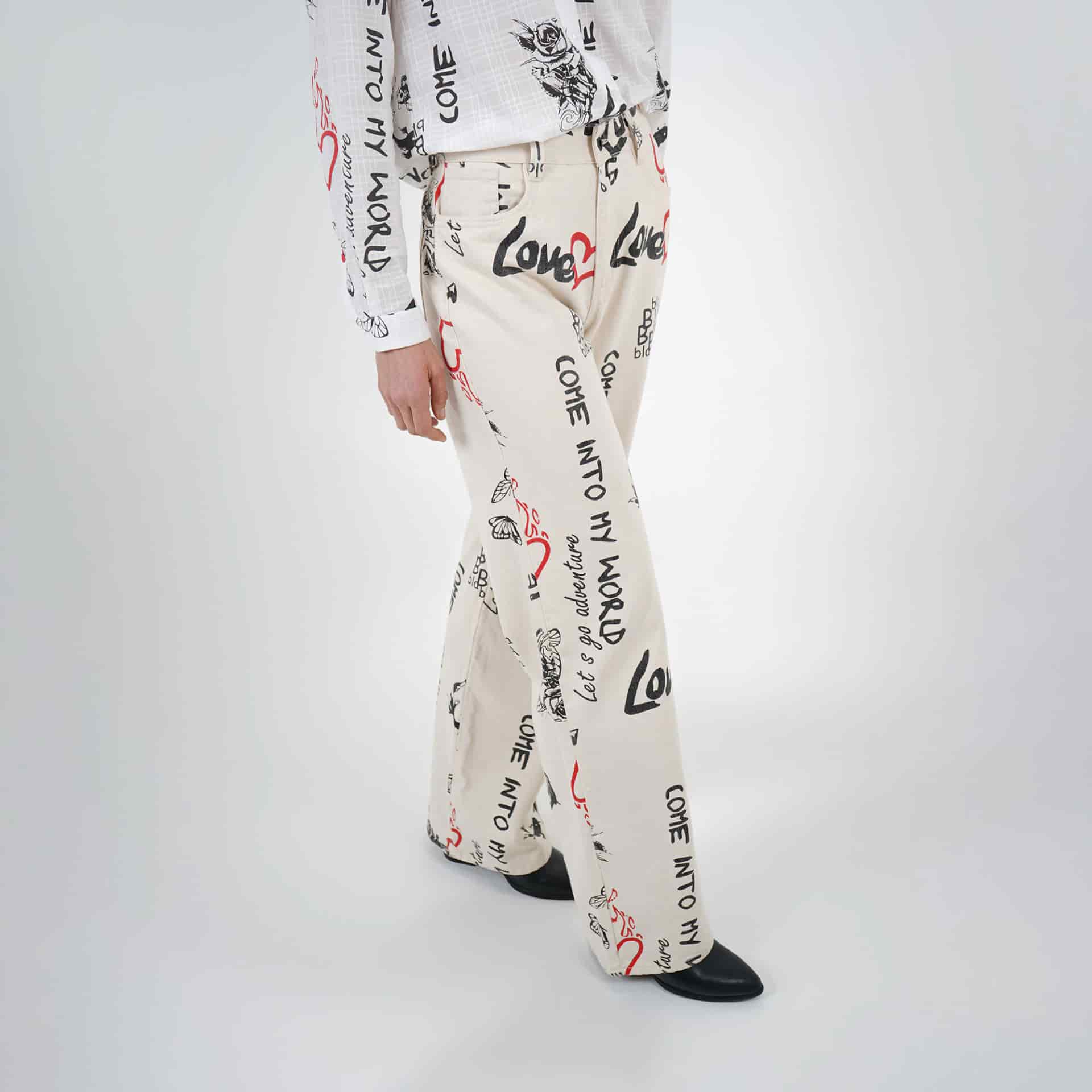 Pantalón estampado textos bota recta - miniatura 10